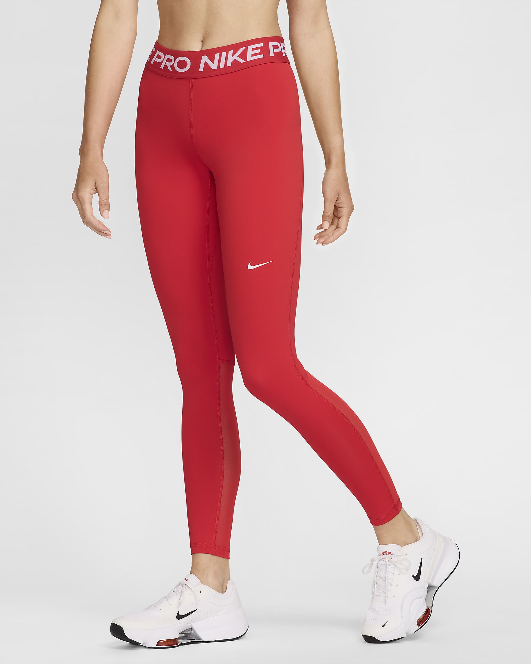 Legging taille mi-haute à empiècements en mesh Nike Pro pour femme - University Red/Blanc