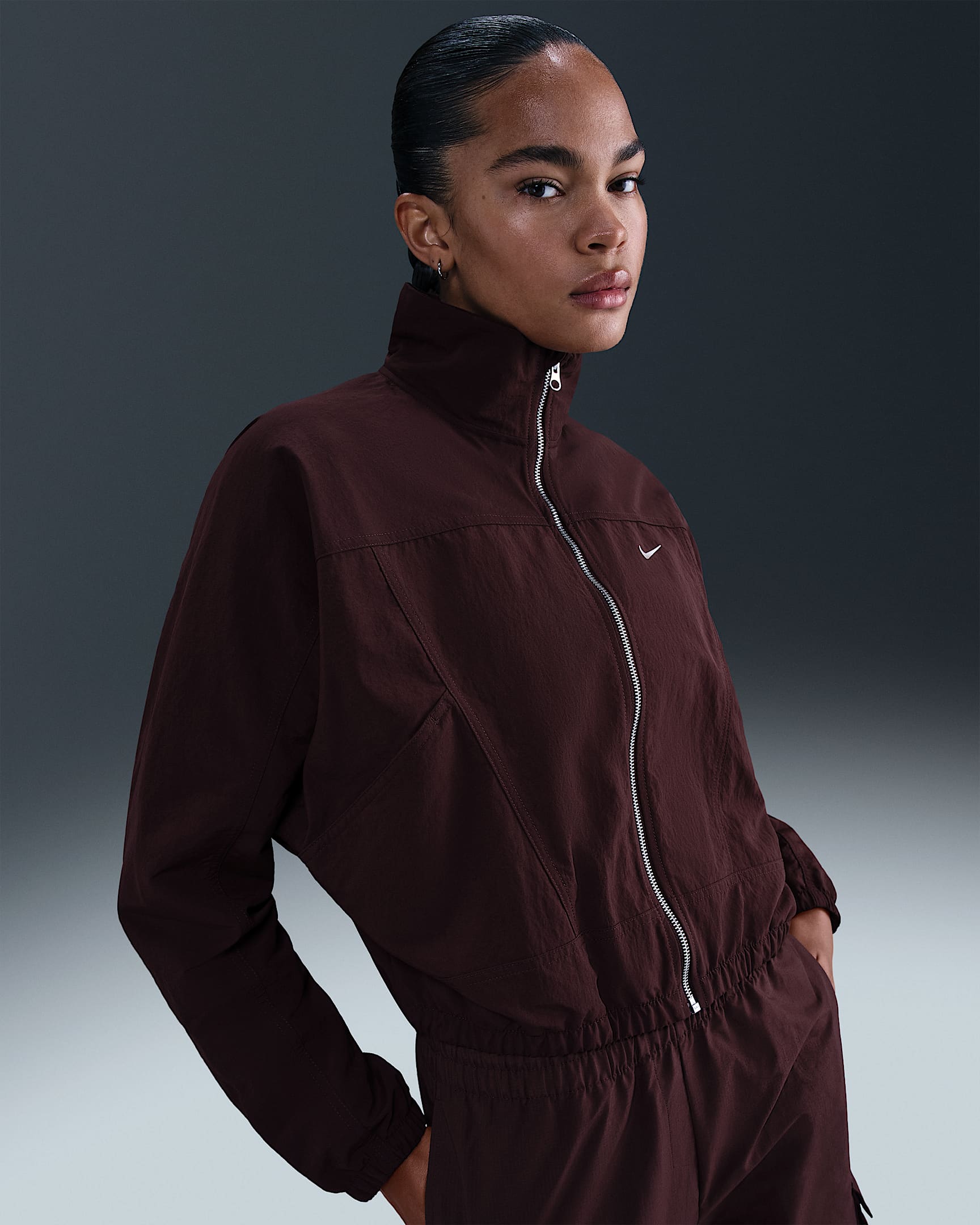 Nike Sportswear Everything Wovens Women's Oversized Repel UV Protection Jacket - Burgundy Crush/Sail