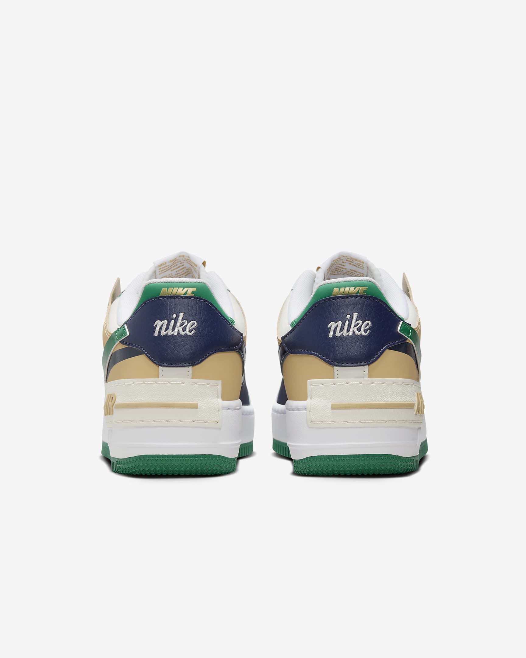 Nike Air Force 1 Shadow-sko til kvinder - hvid/Malachite/Sesame/Midnight Navy