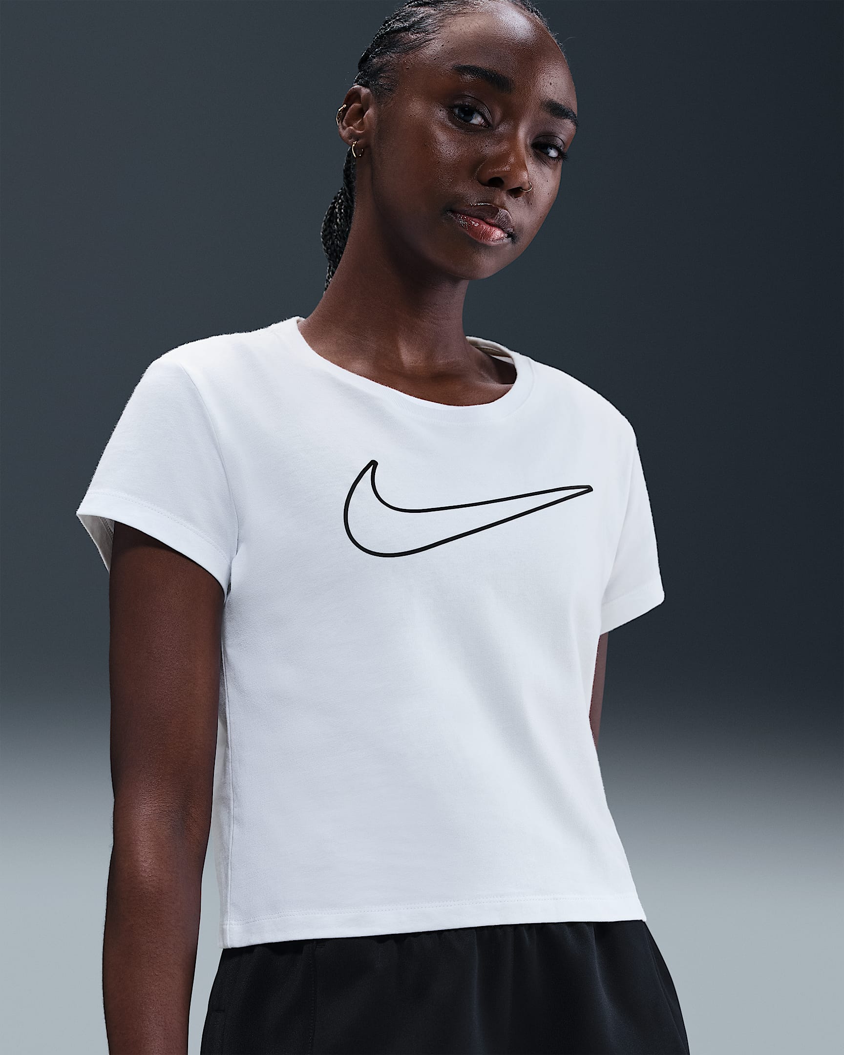 Nike Sportswear Women's Short-Sleeve Graphic T-Shirt - White/Black