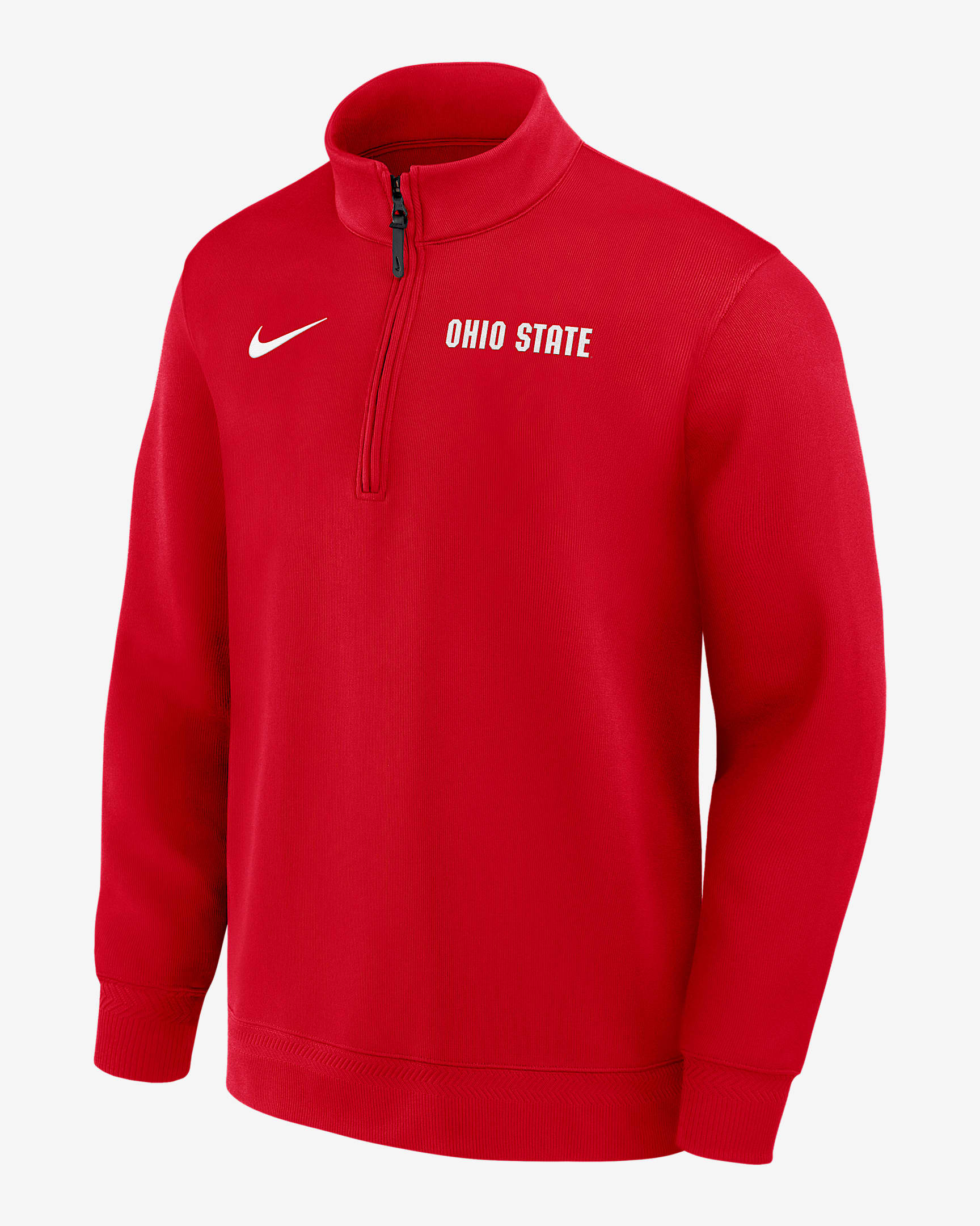 Playera de manga larga universitaria Nike Dri-FIT de medio cierre para hombre Ohio State Coaches - Escarlata