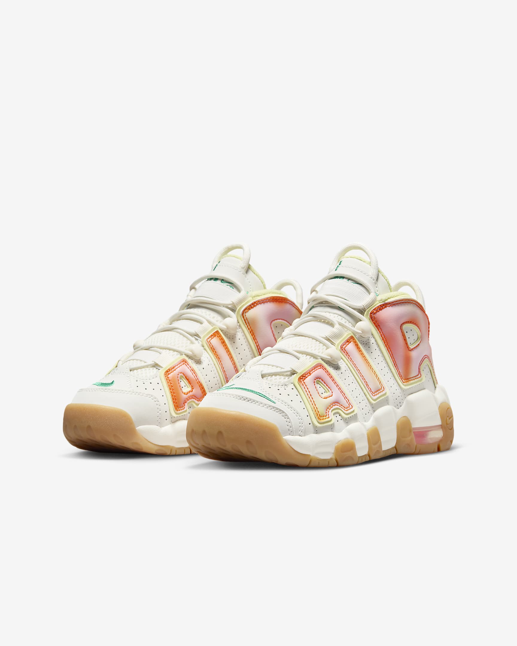 Nike Air More Uptempo Older Kids' Shoes - Sail/Luminous Green/Gum Light Brown/Stadium Green