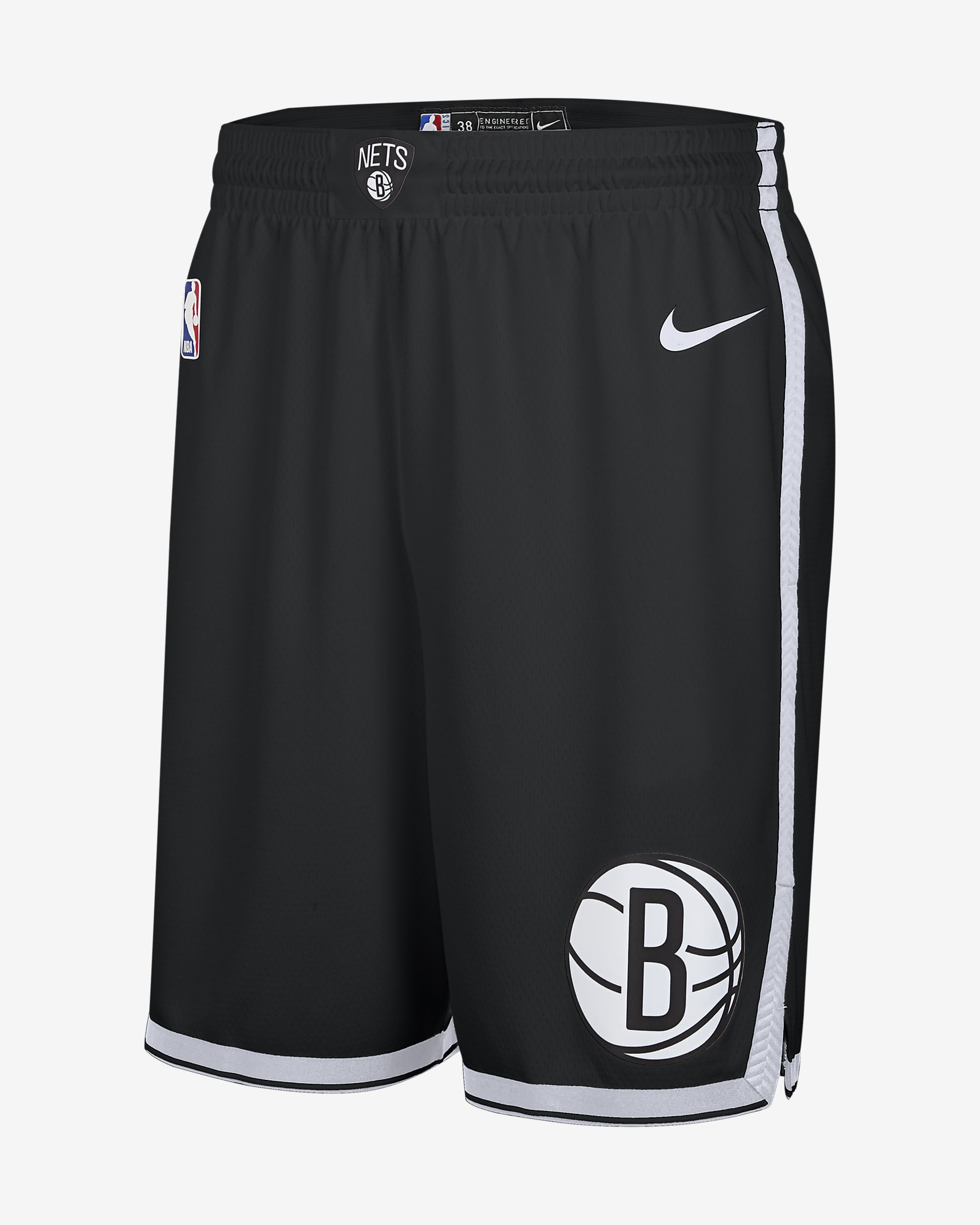 Brooklyn Nets 2024/25 Swingman Icon Edition Older Kids' Nike Dri-FIT NBA Replica Shorts - Black/White