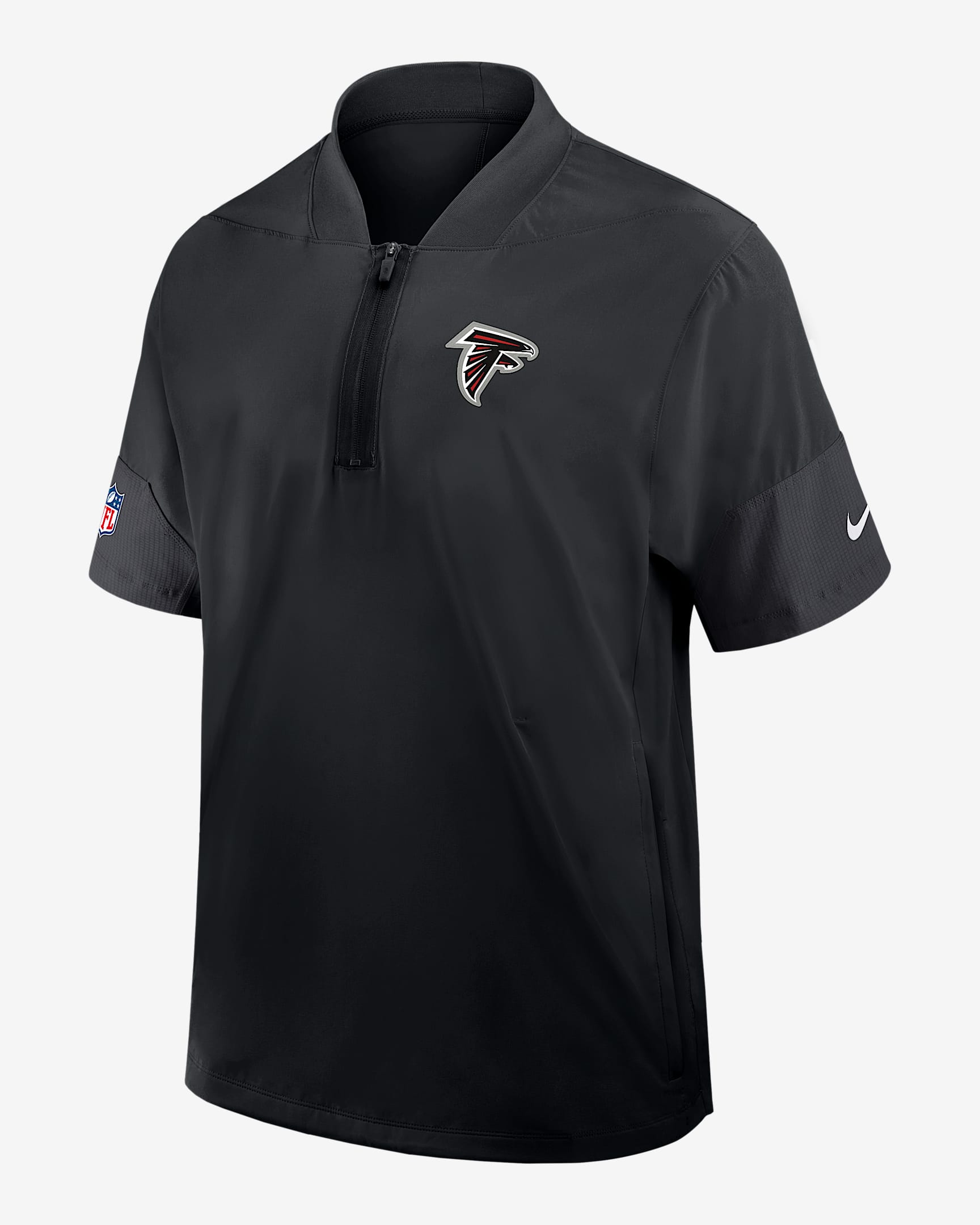 Atlanta Falcons Sideline Coach Men's Nike NFL 1/2-Zip Short-Sleeve Hooded Jacket - Black