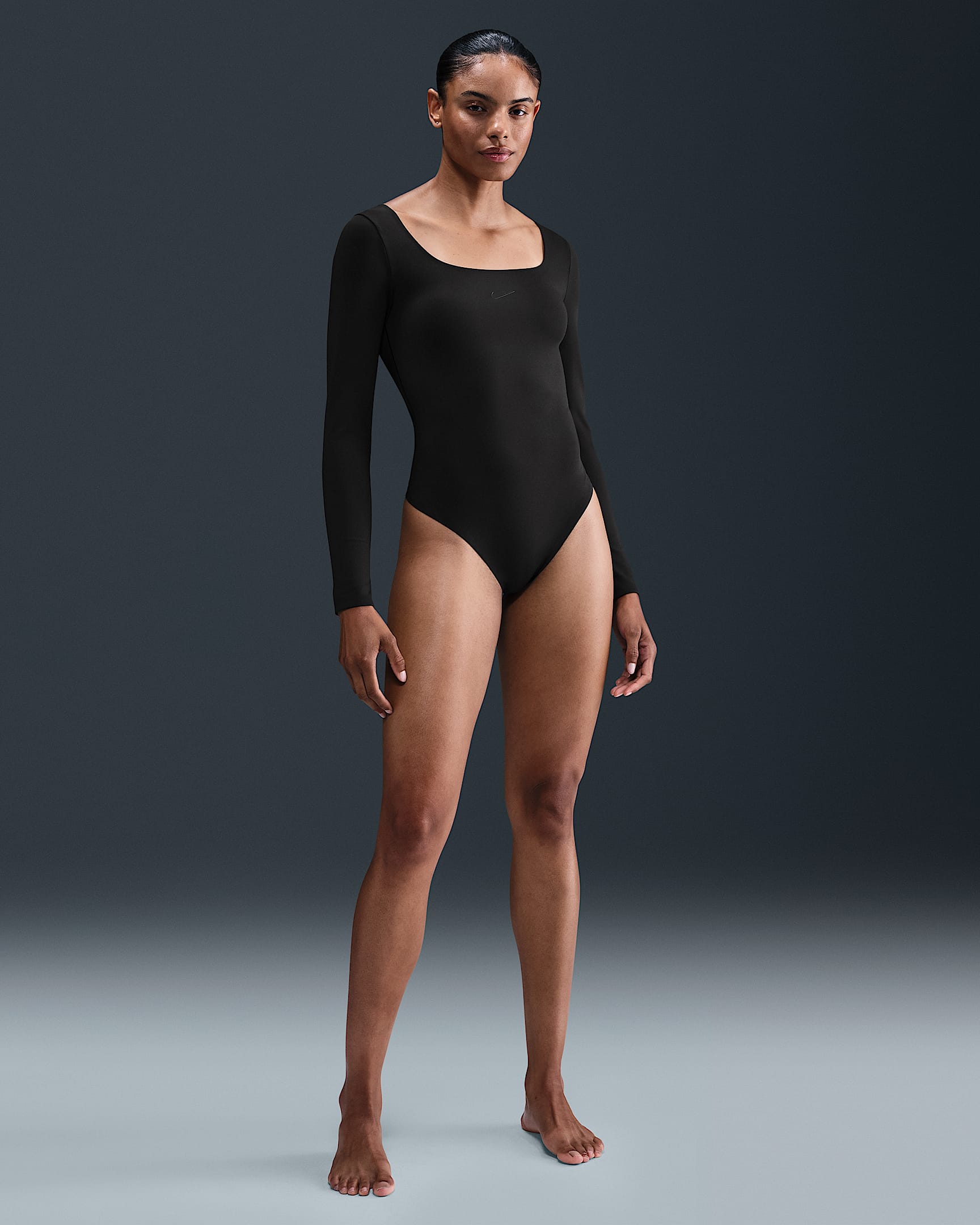 Nike Form Women's Long-Sleeve Bodysuit - Black/Smoke Grey/Dark Smoke Grey