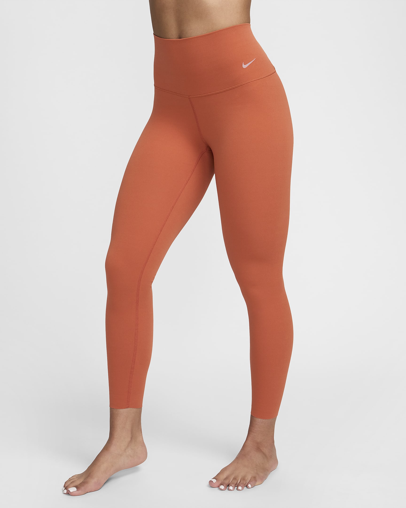 Nike Zenvy leggings i 7/8 lengde med lett støtte og høyt liv til dame - Burnt Sunrise/Svart