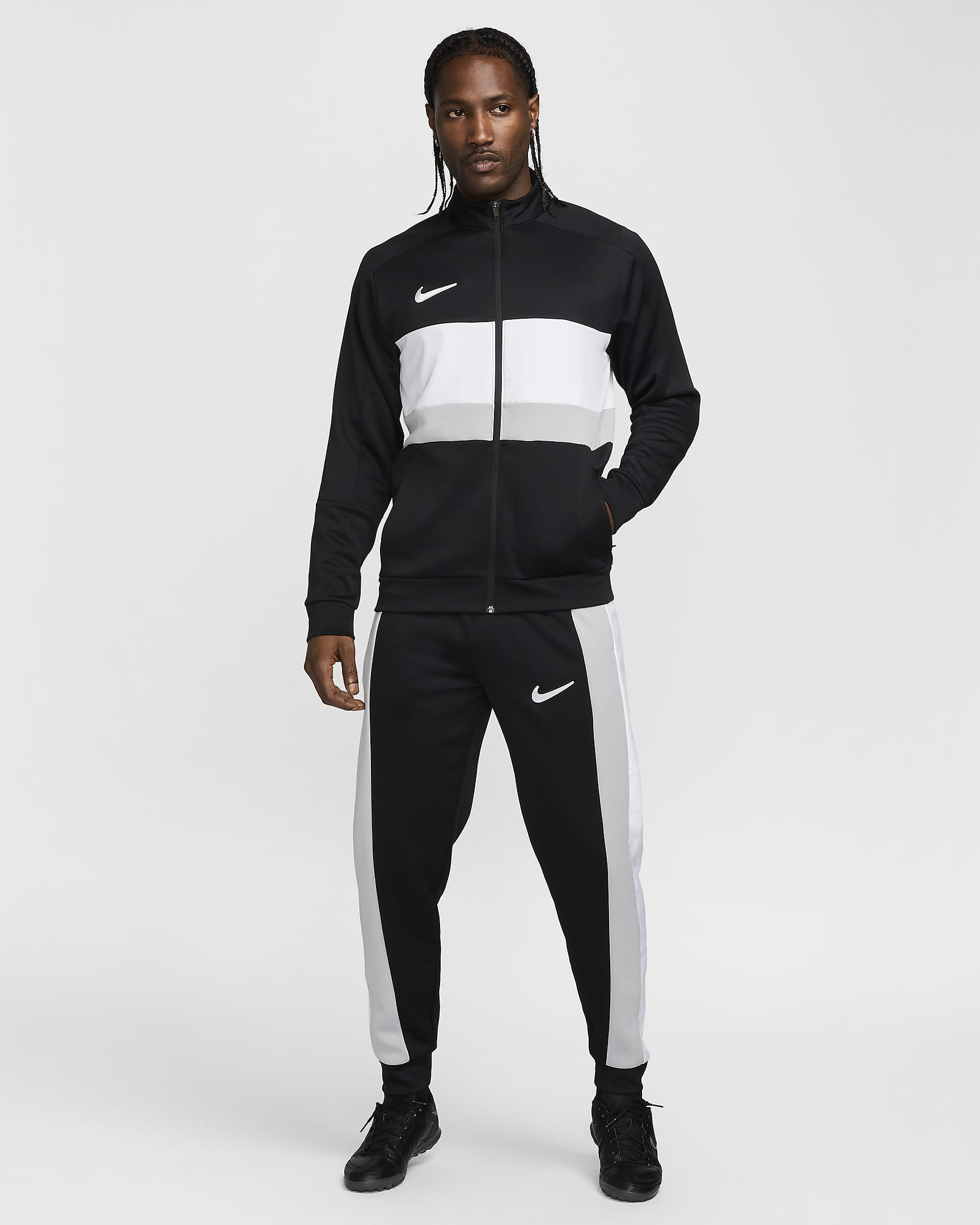 Veste de survêtement de foot Dri-FIT Nike Academy pour homme - Noir/Blanc/Light Smoke Grey/Blanc