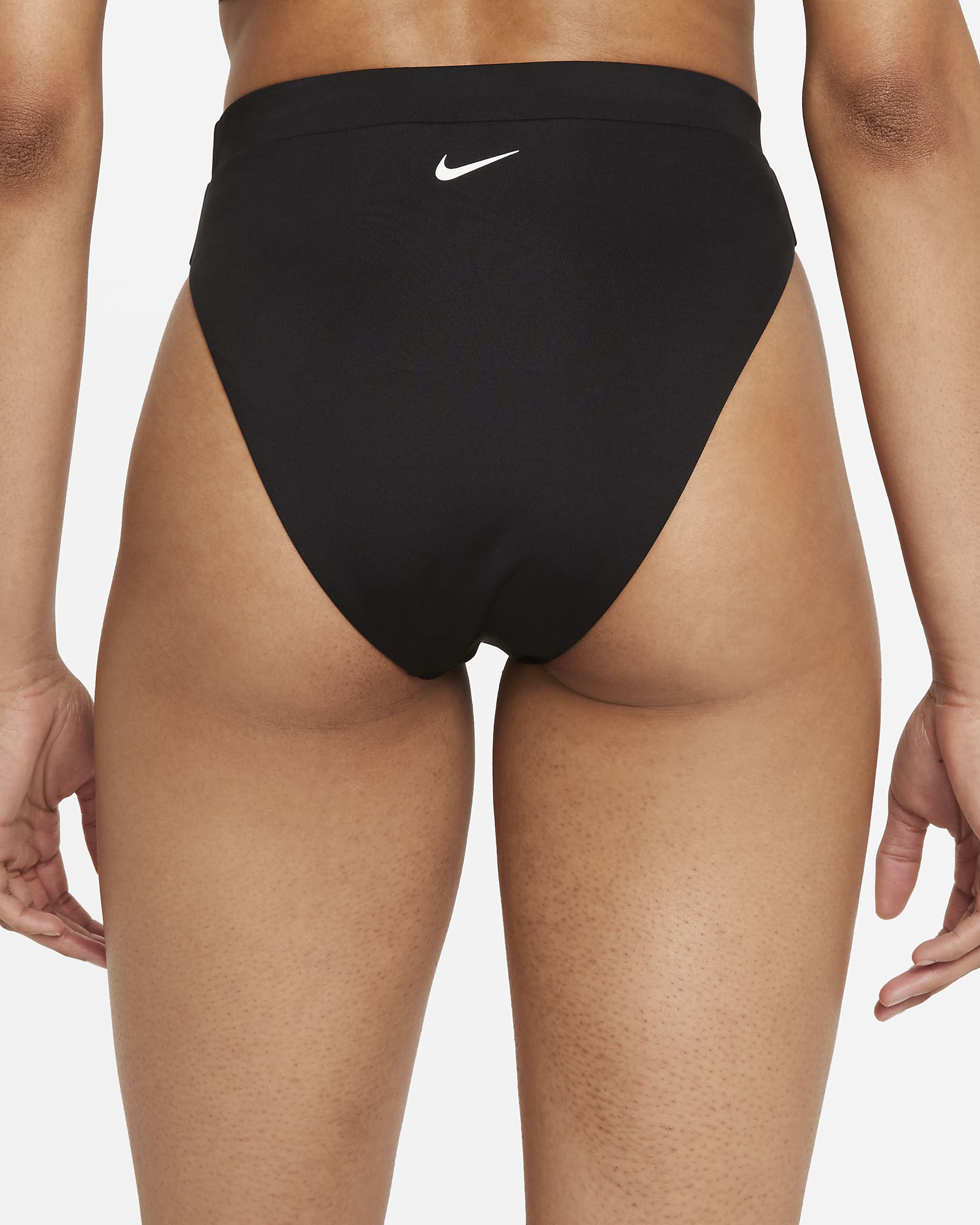 Slip da bagno a vita alta Nike Essential - Donna - Nero/Bianco