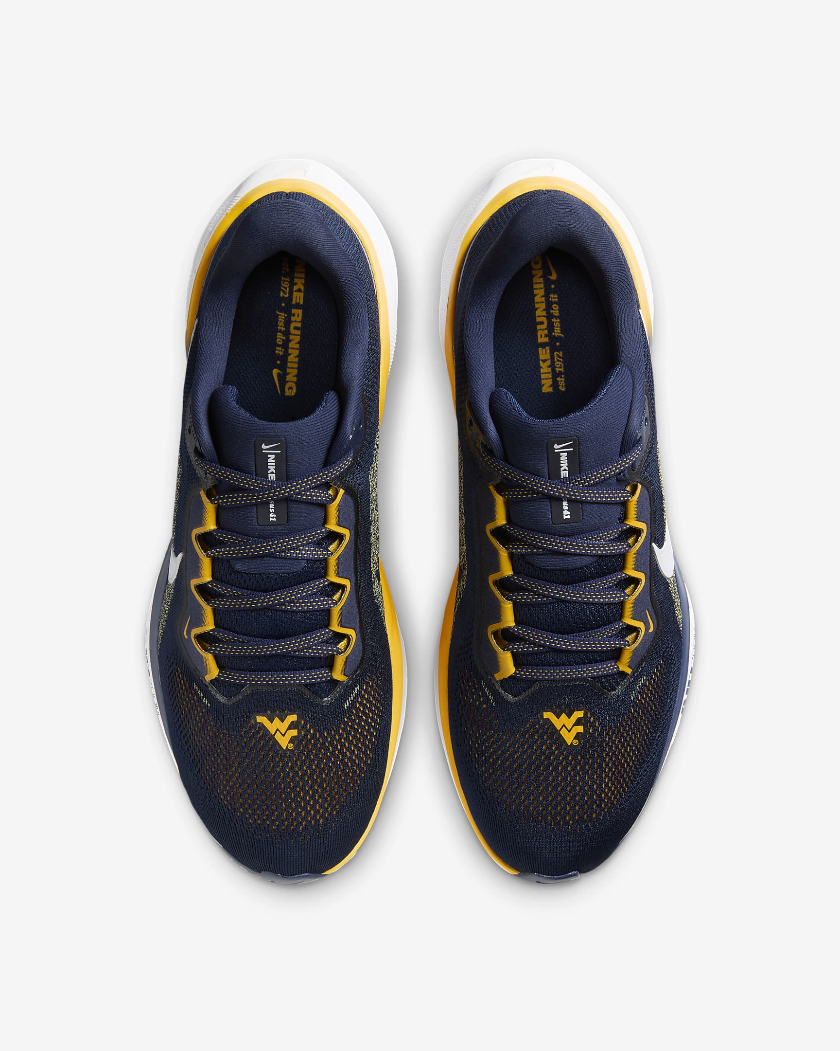 West Virginia Pegasus 41 Men's Nike College Road Running Shoes - College Navy/White/University Gold/White