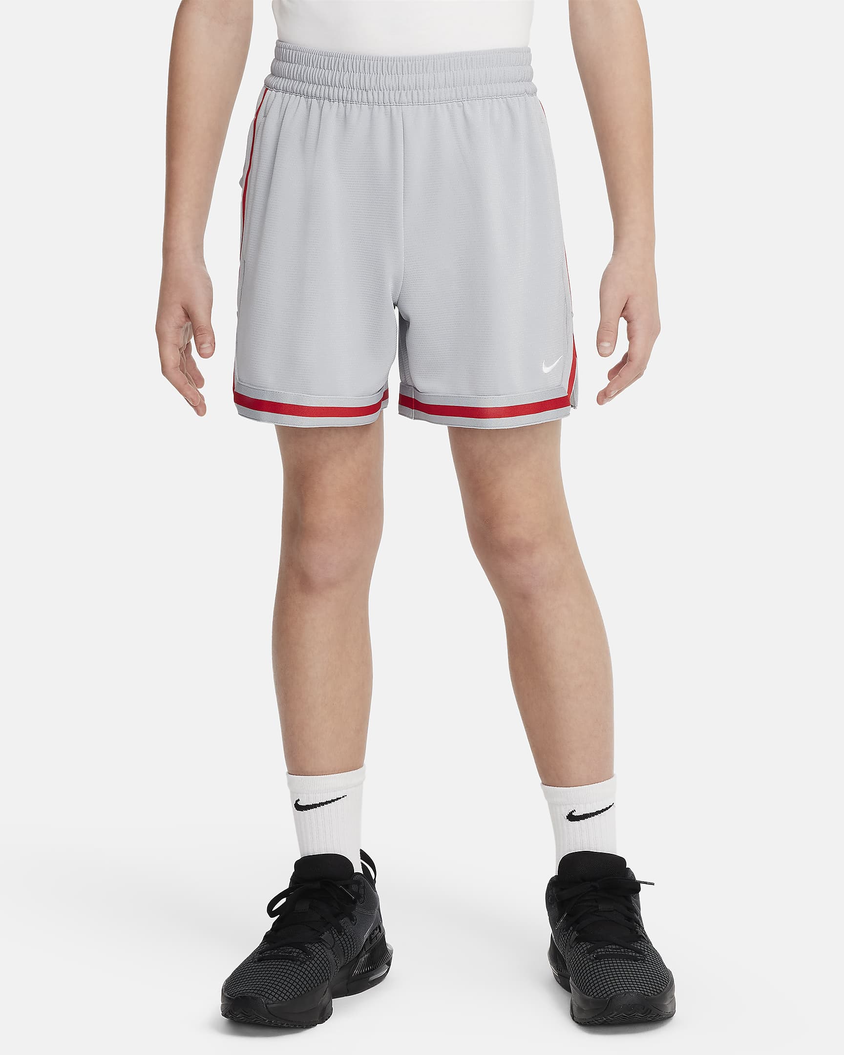 Shorts de básquetbol de 13 cm para niños talla grande Nike DNA - Gris lobo/Blanco