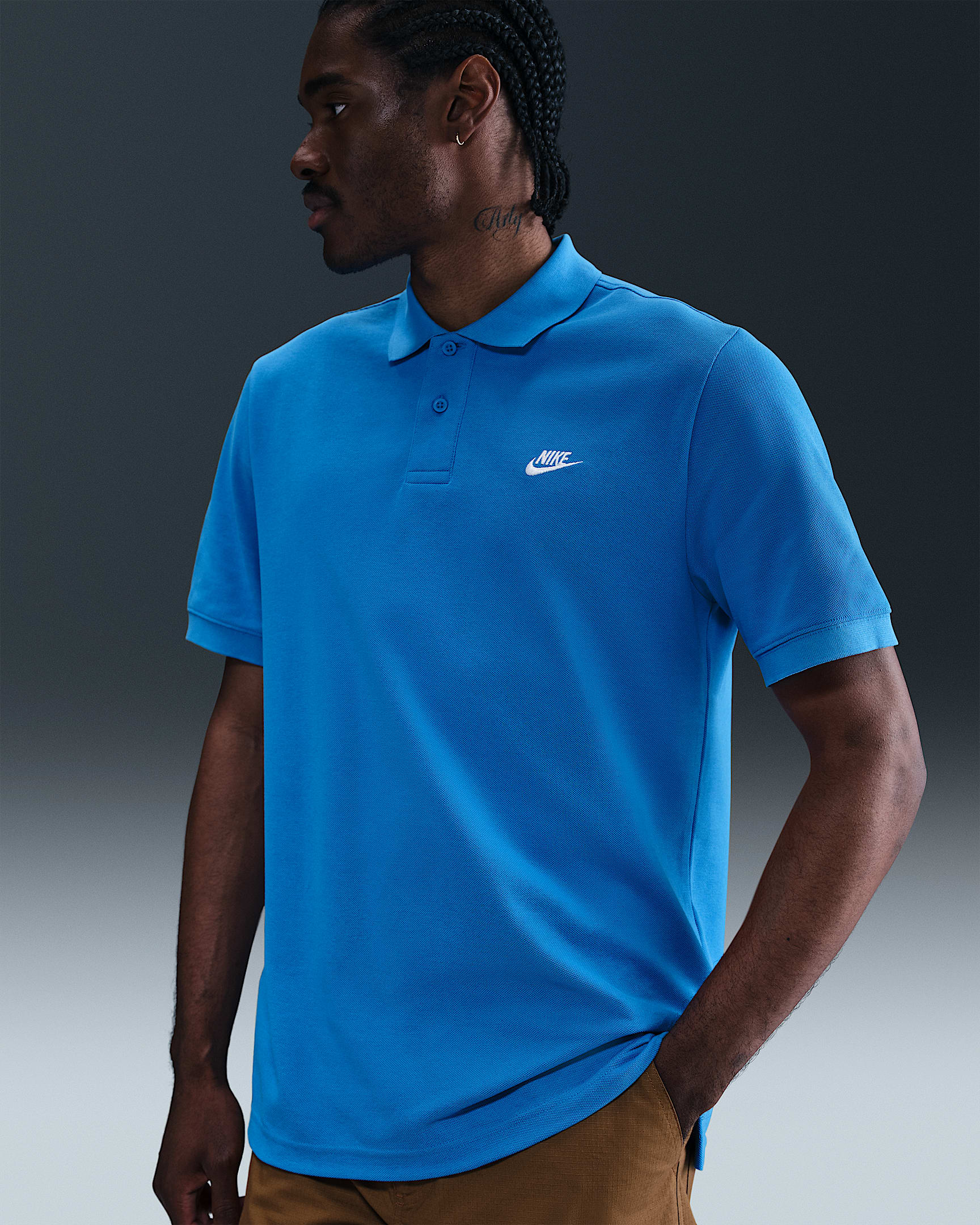 Męska koszulka polo z krótkim rękawem Nike Club - Light Photo Blue/Biel