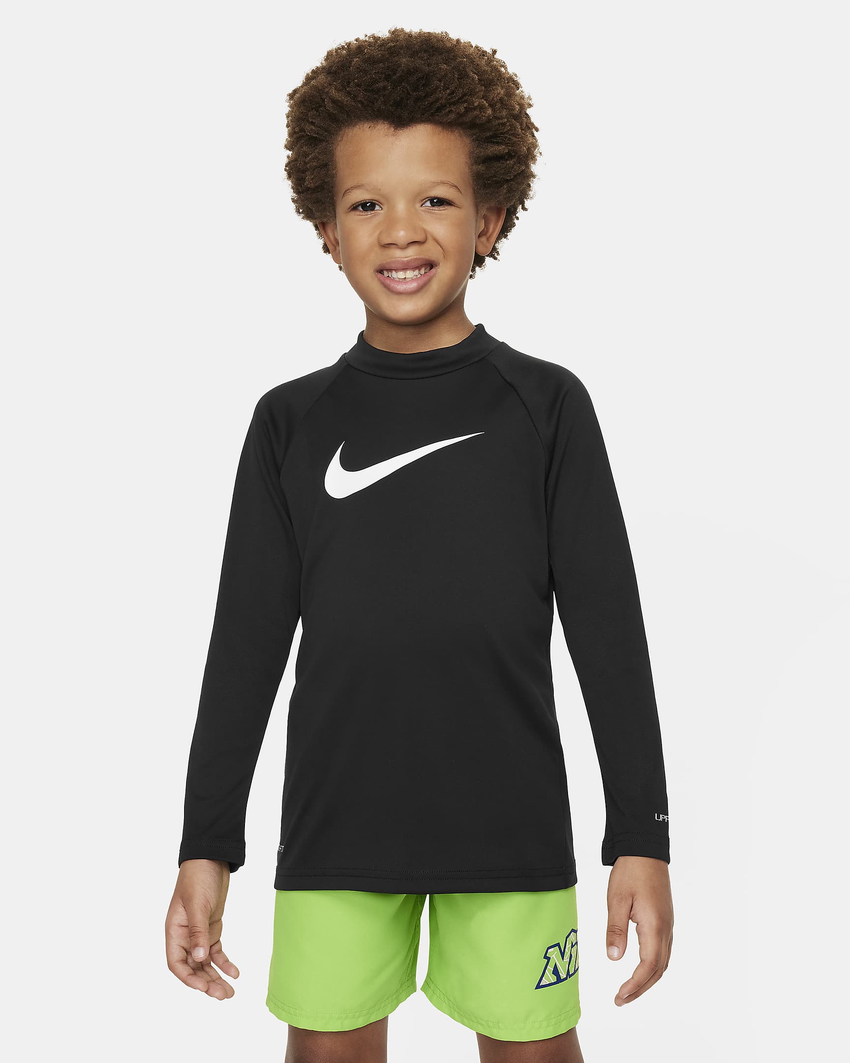 Playera de manga larga Hydroguard para niño talla pequeña Nike Swim - Negro