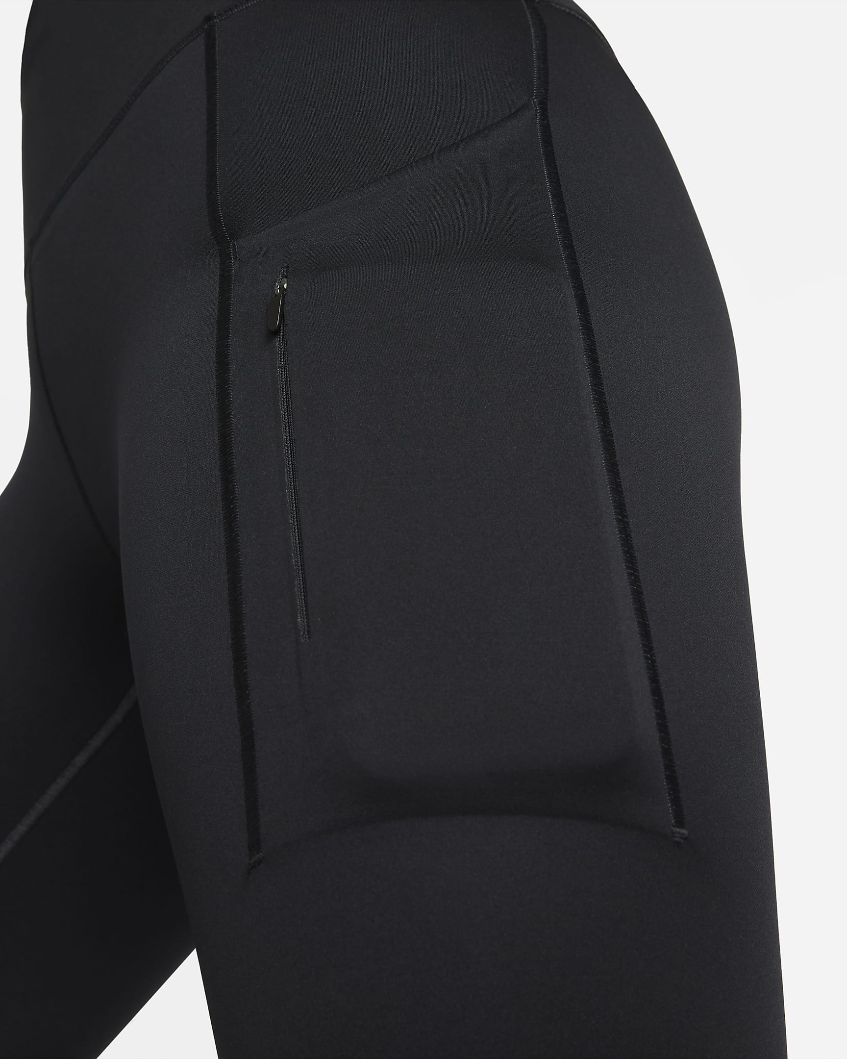 Leggings Nike Go i 7/8-längd med fast stöd, mellanhög midja och fickor för kvinnor - Svart/Svart