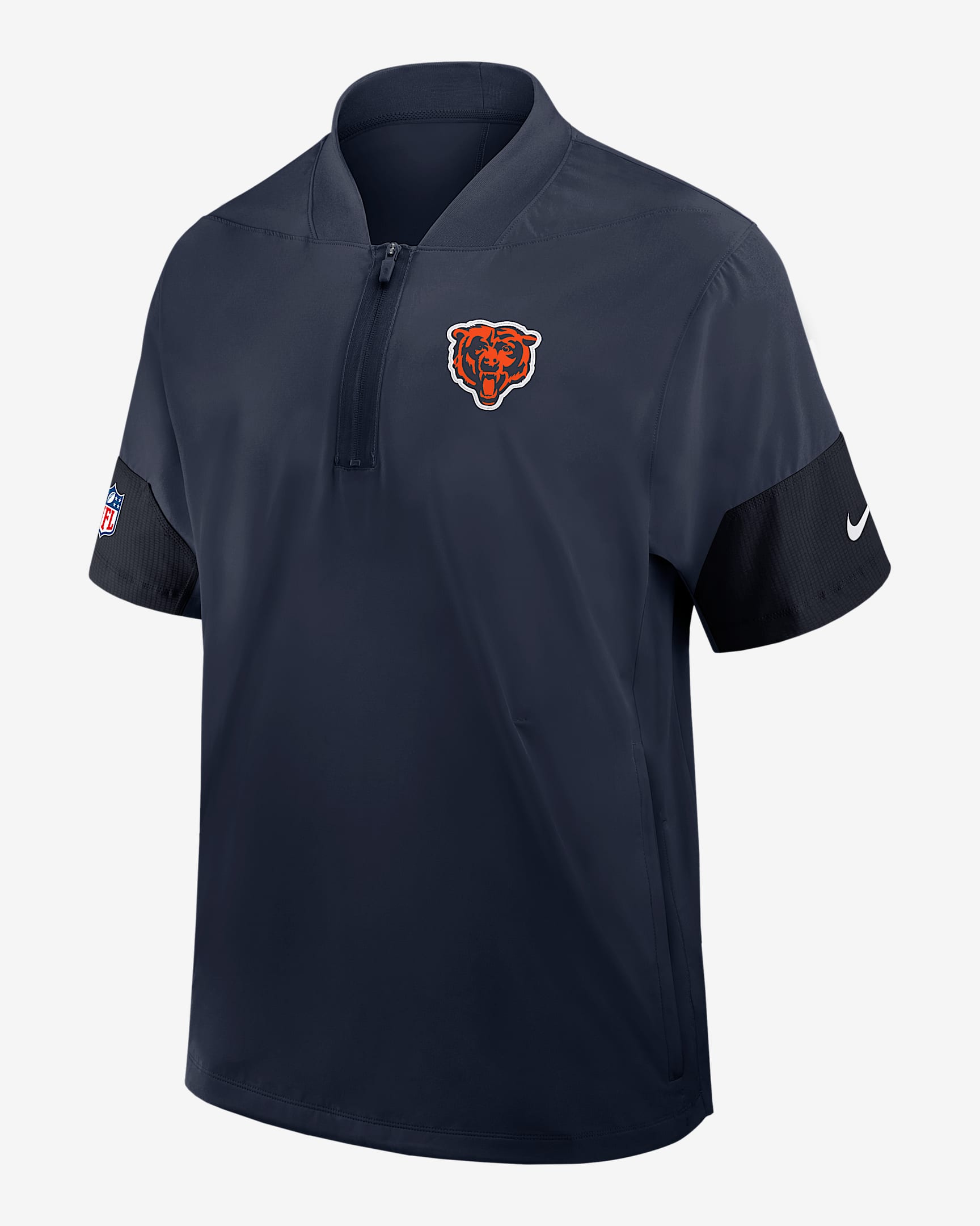 Chamarra de manga corta Nike de la NFL de medio cierre para hombre Chicago Bears Sideline Coach - Azul