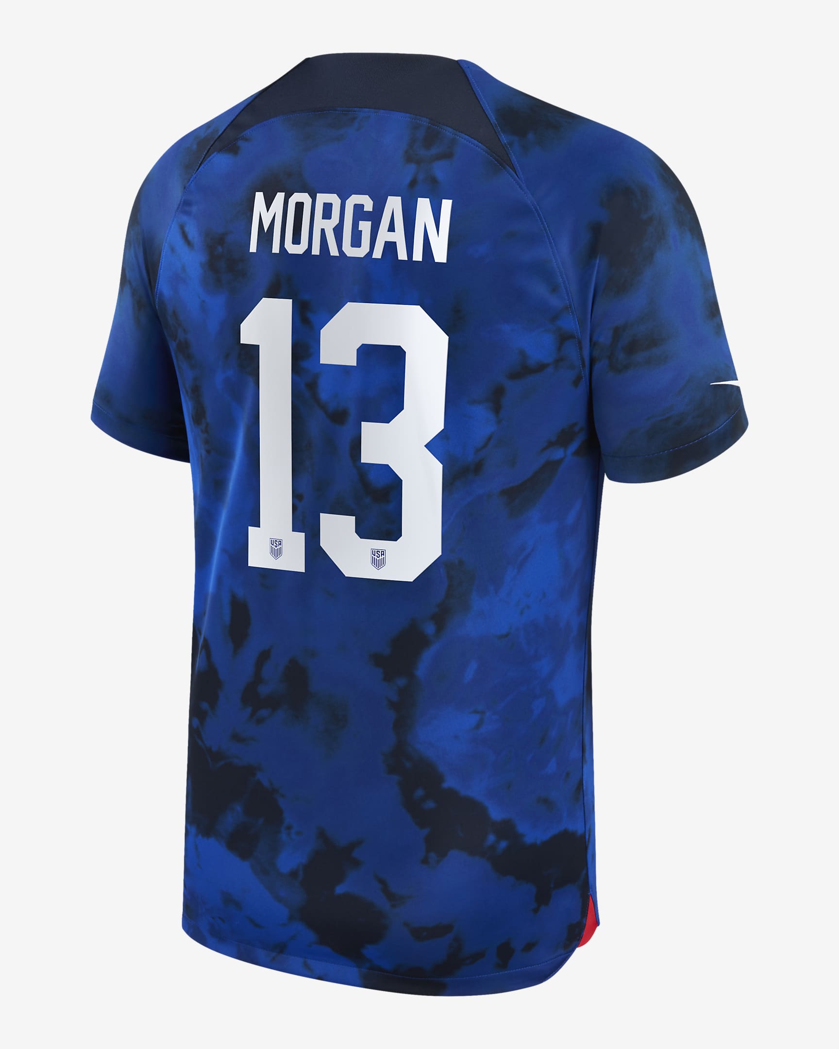 Jersey de fútbol Nike Dri-FIT de la selección de fútbol femenino de EE. UU. visitante 2022/23 Stadium (Alex Morgan) para hombre - Azul