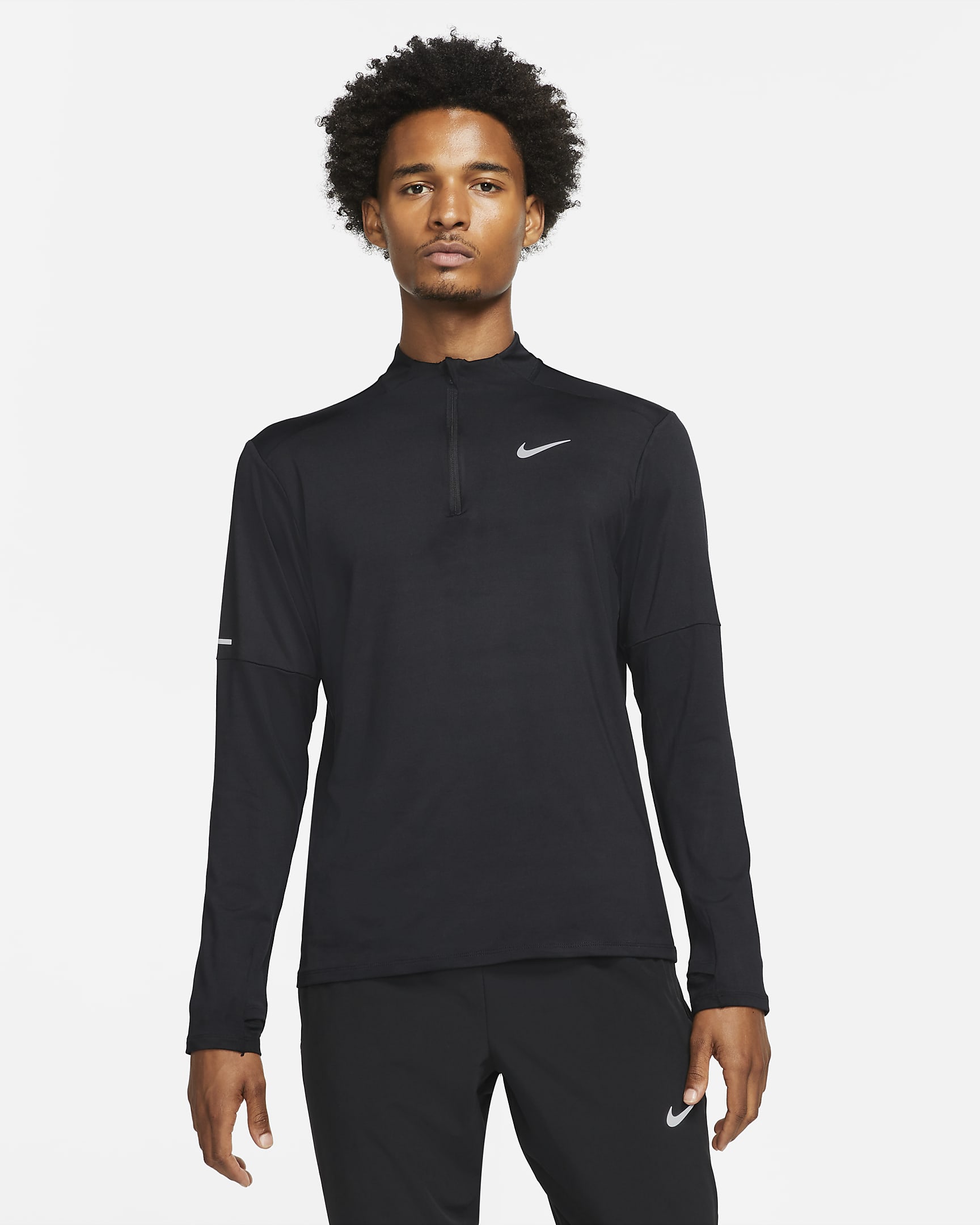 Nike Element Dri-FIT-løbetop med 1/2 lynlås til mænd - sort