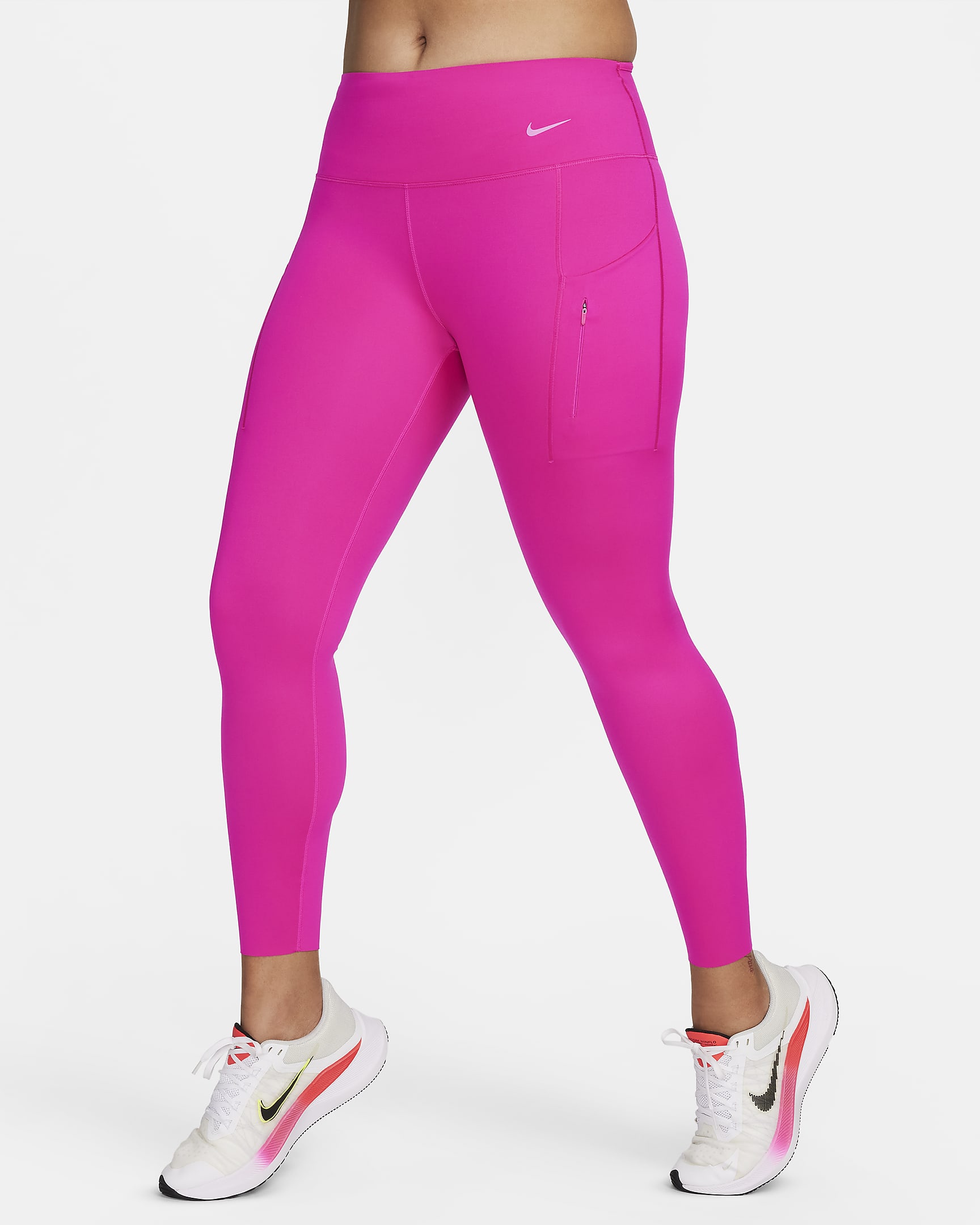 Nike Go Leggings de 7/8 de talle medio y sujeción firme con bolsillos - Mujer - Fireberry/Negro