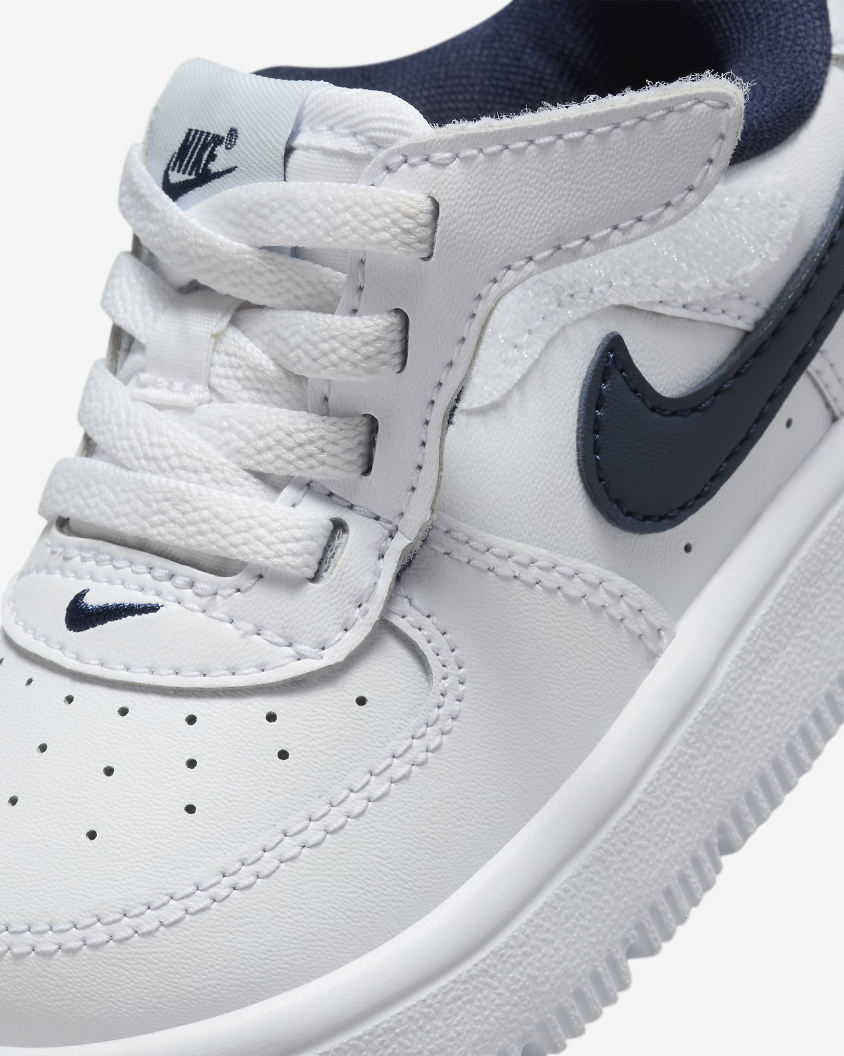 Nike Force 1 低筒 EasyOn 嬰幼兒鞋款 - 白色/Football Grey/Midnight Navy