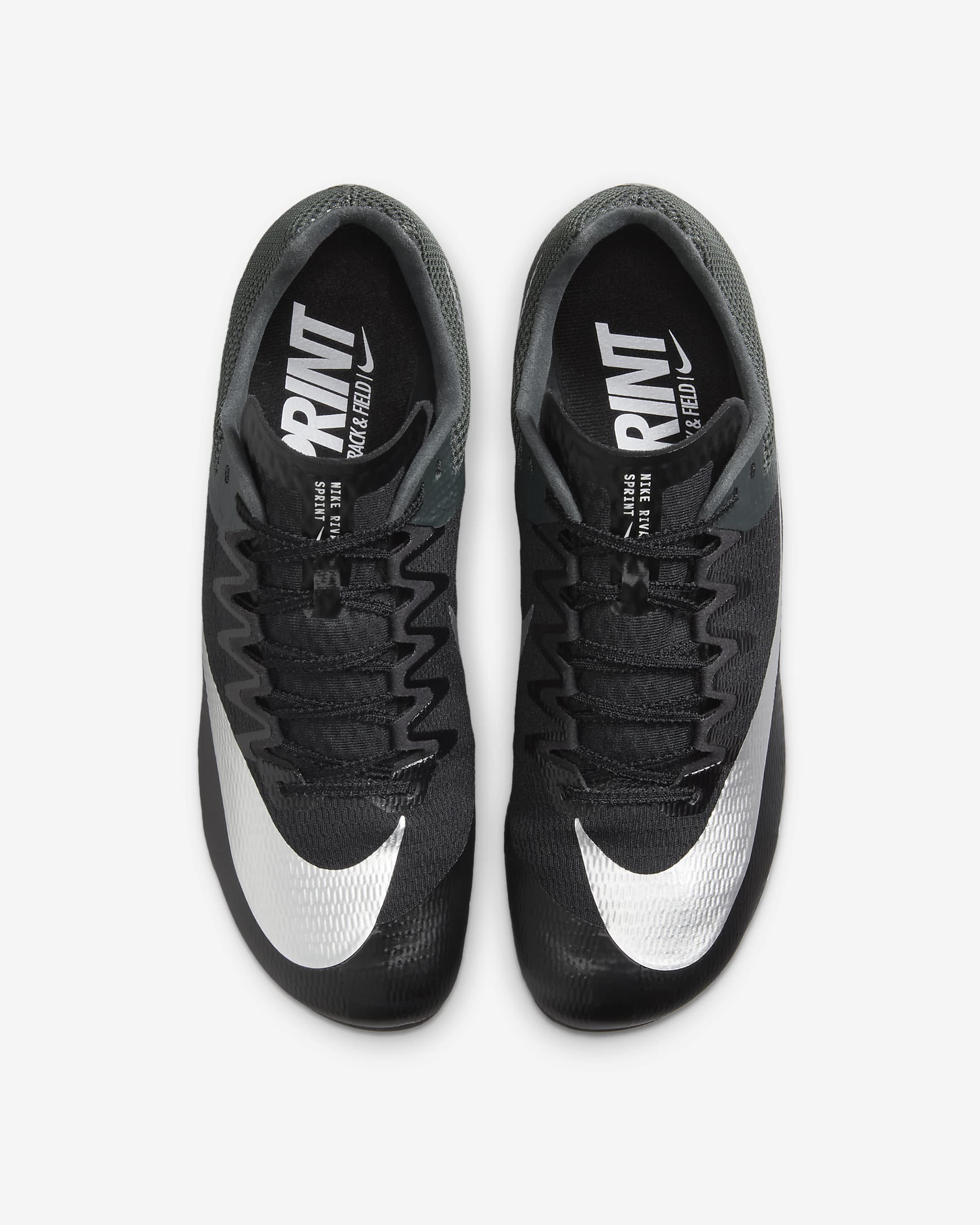 Tenis de atletismo con clavos para carreras rápidas Nike Zoom Rival - Negro/Negro/Plata metalizado