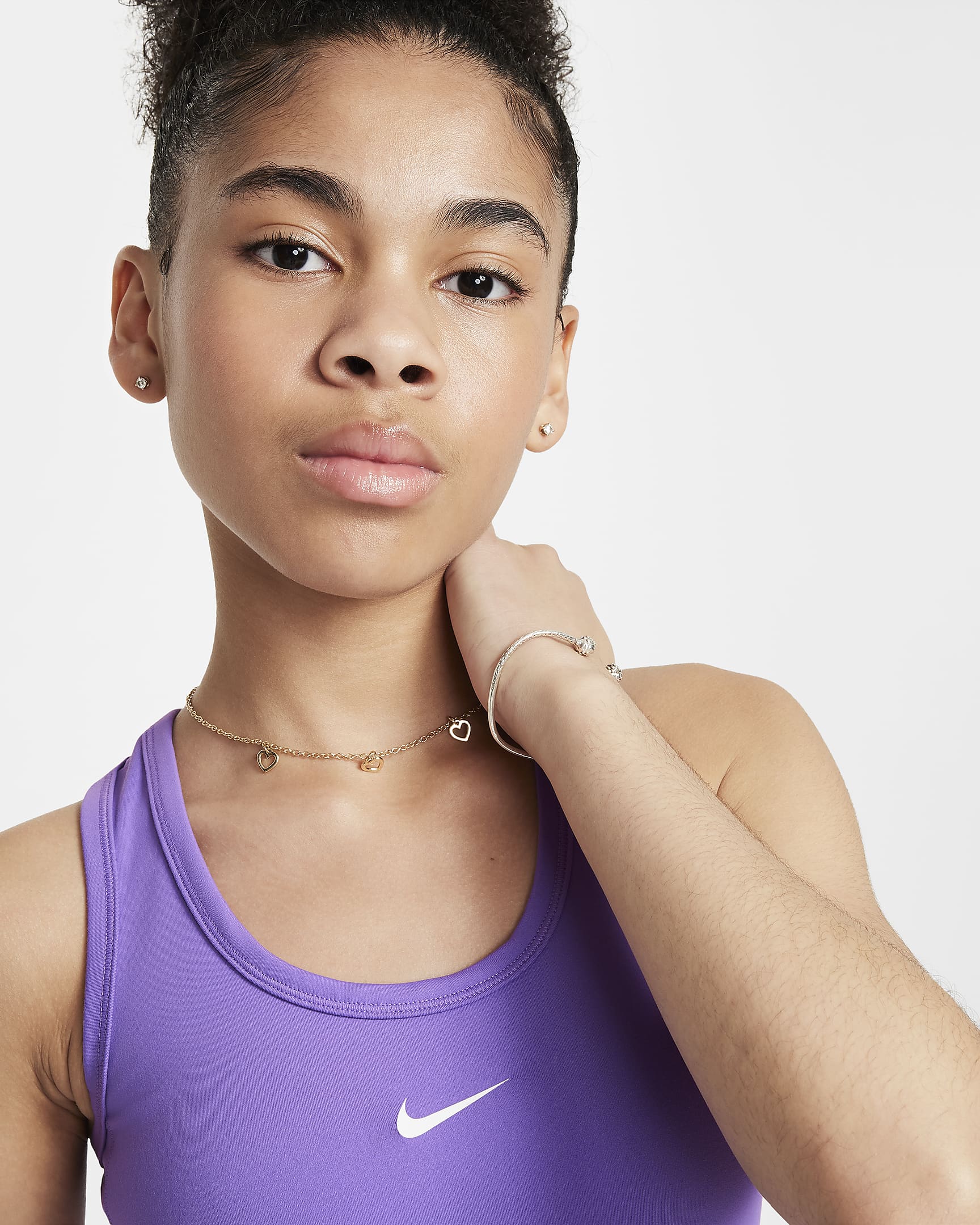 Nike One Fitted Dri-FIT tanktop voor meisjes - Black Raspberry/Wit