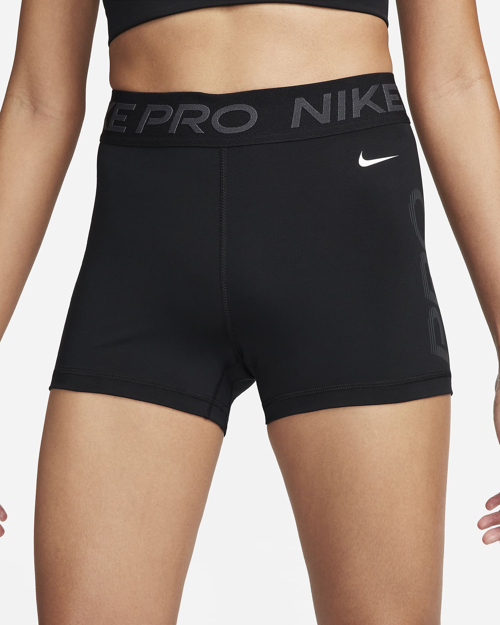 Nike Pro Women's Mid-Rise 3" Graphic Shorts - Black/Anthracite/White