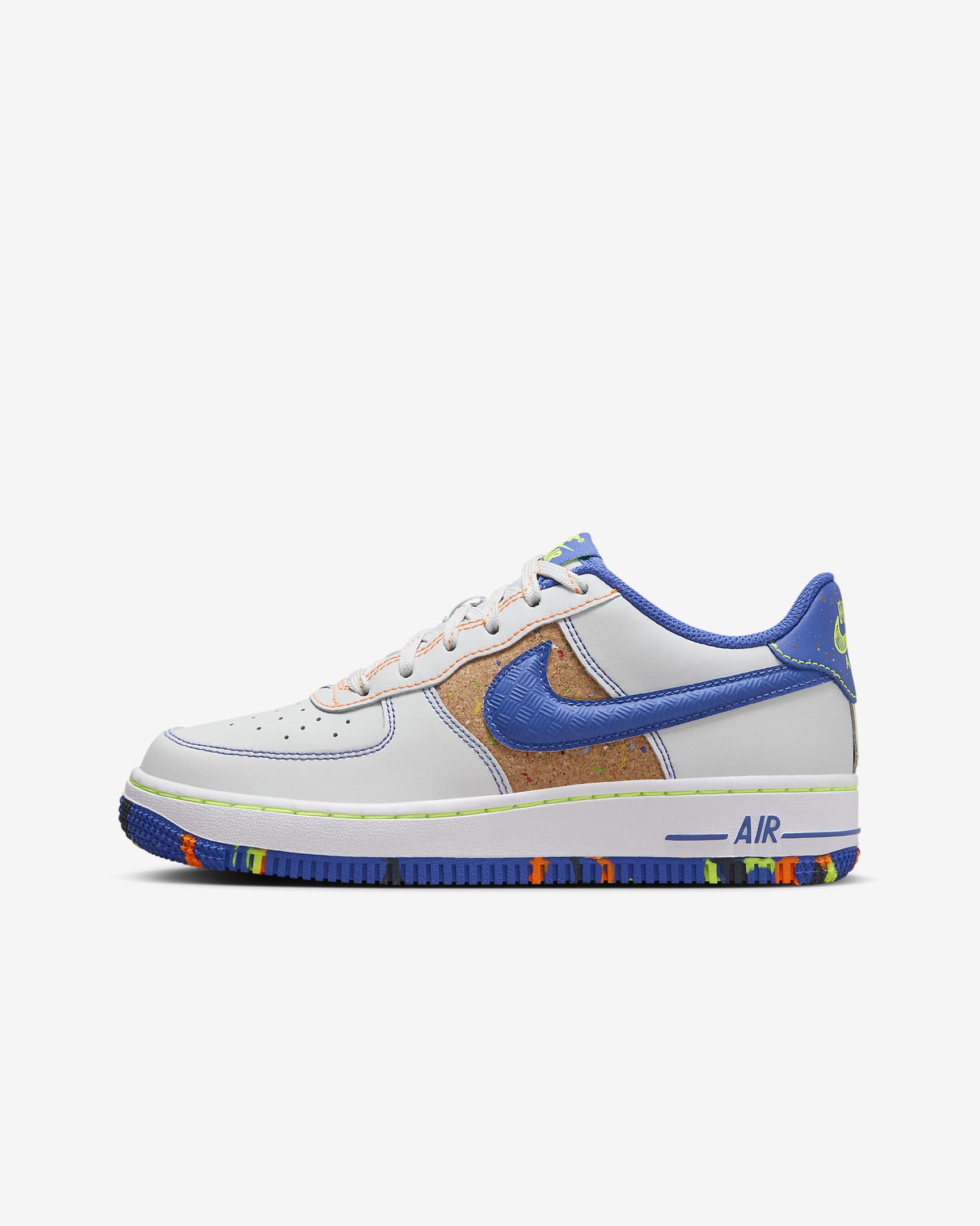 Nike Air Force 1 LV8 Big Kids' Shoes - Photon Dust/Volt/Total Orange/Astronomy Blue