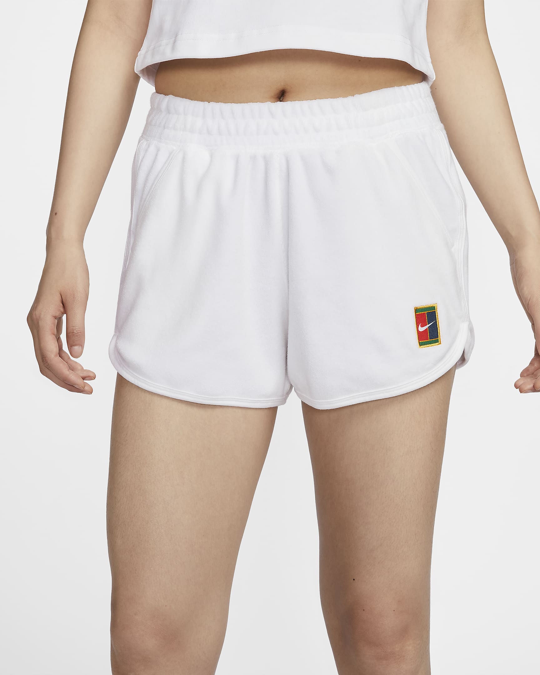 NikeCourt Heritage Women's Mid-Rise French Terry Tennis Shorts - White/White