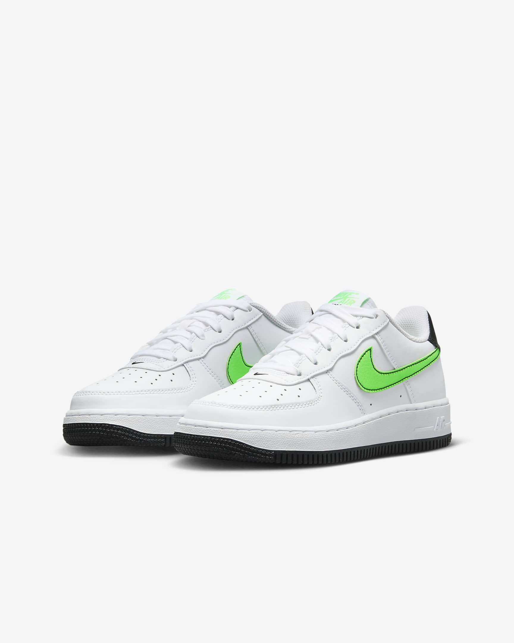 Nike Air Force 1 Older Kids' Shoes - White/Black/Green Strike