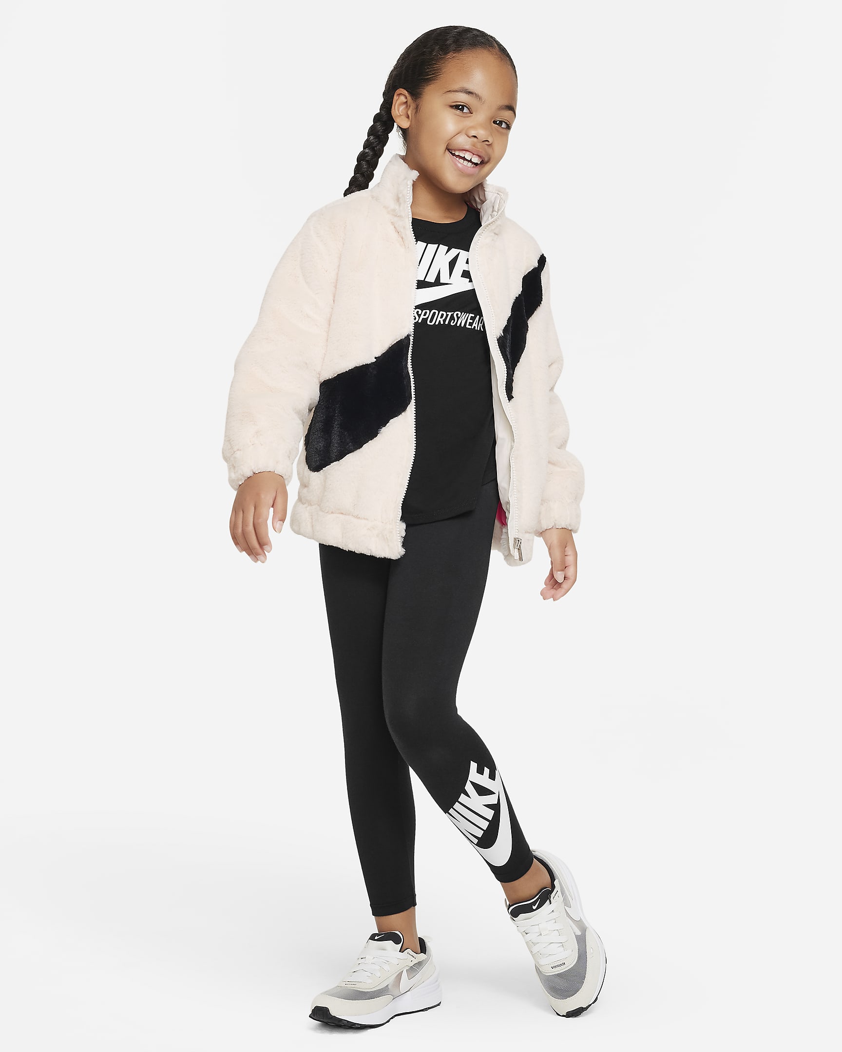 Nike Little Kids' Swoosh Faux Fur Jacket. Nike.com