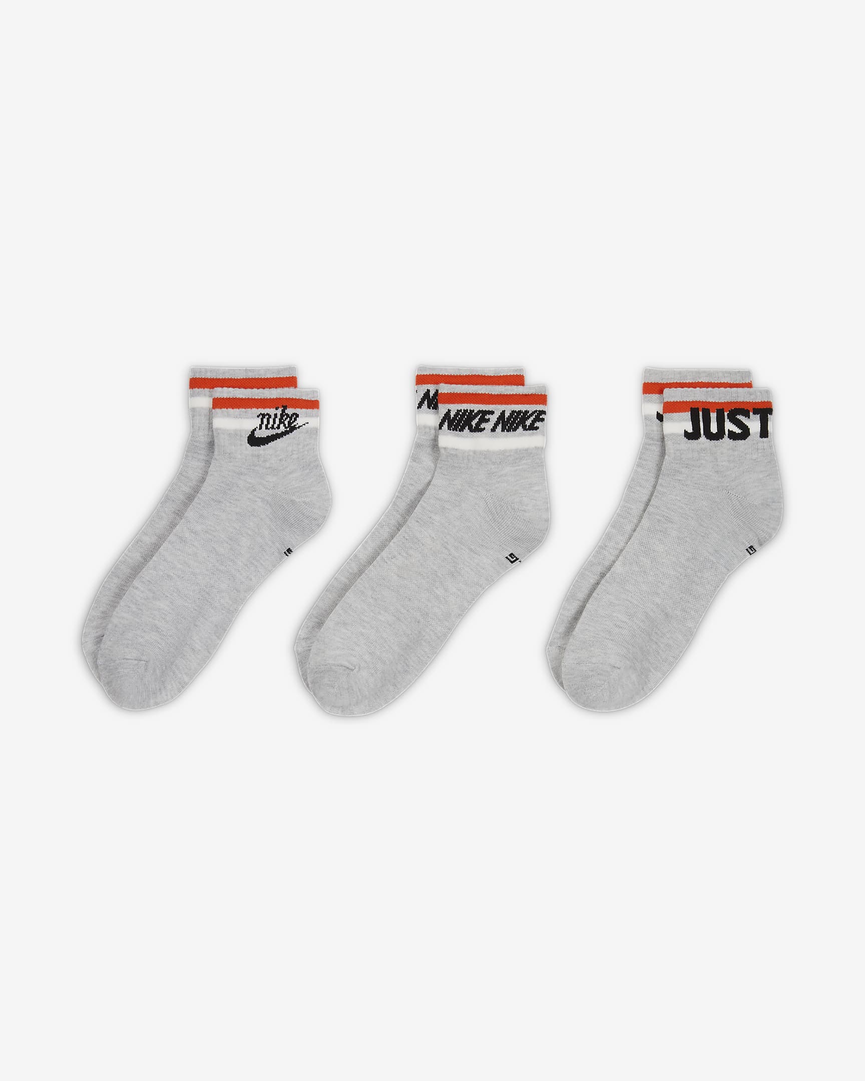 Nike Everyday Essential Calcetines hasta el tobillo (3 pares) - Gris jaspeado/Negro/Blanco/Naranja