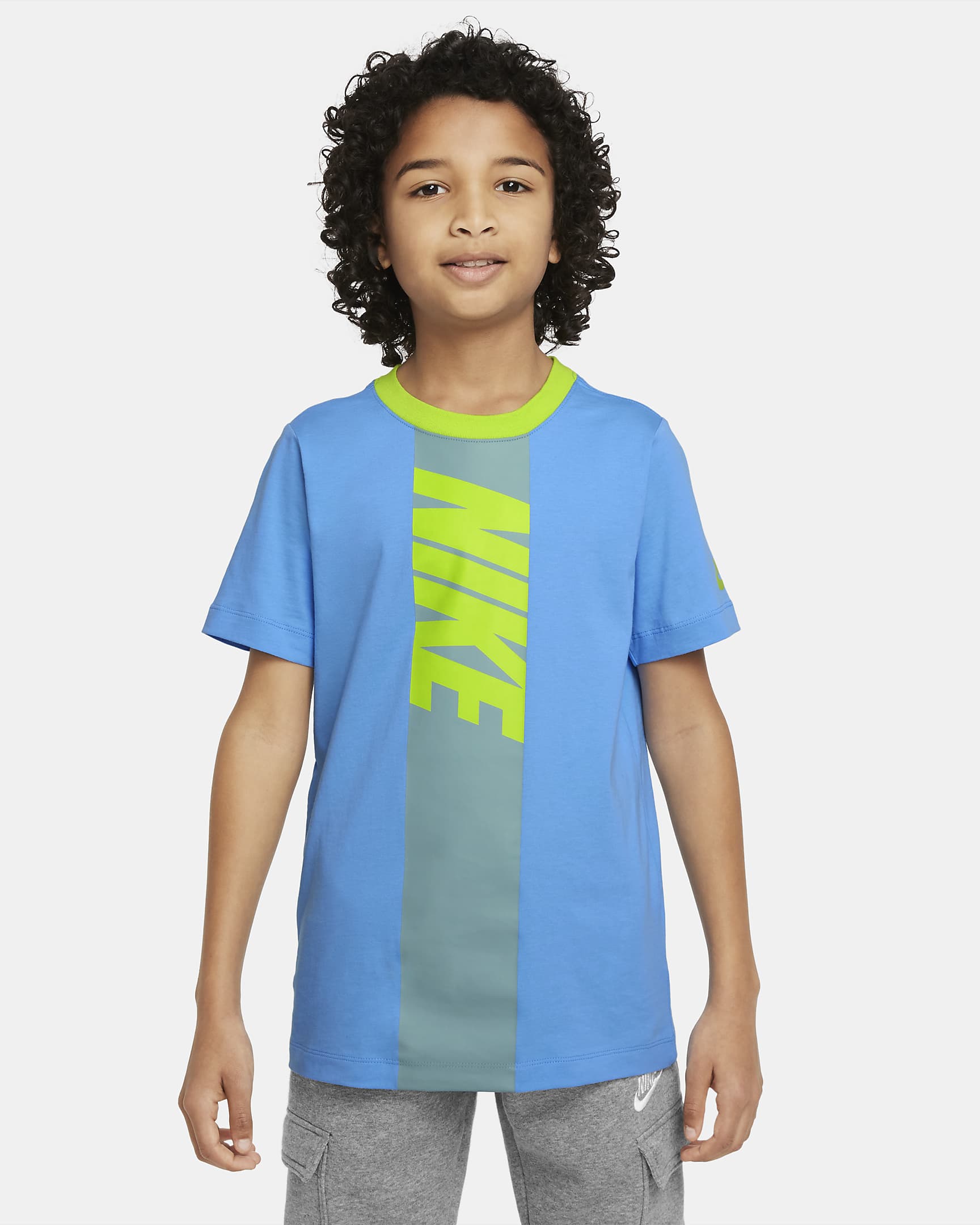 Nike Sportswear Big Kids' (Boys') T-Shirt - University Blue/Atomic Green