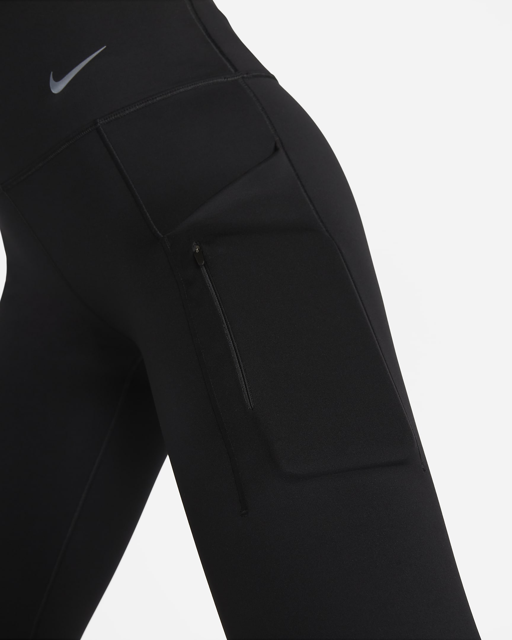 Nike Go Women's Firm-Support High-Waisted 7/8 Leggings with Pockets - Black/Black