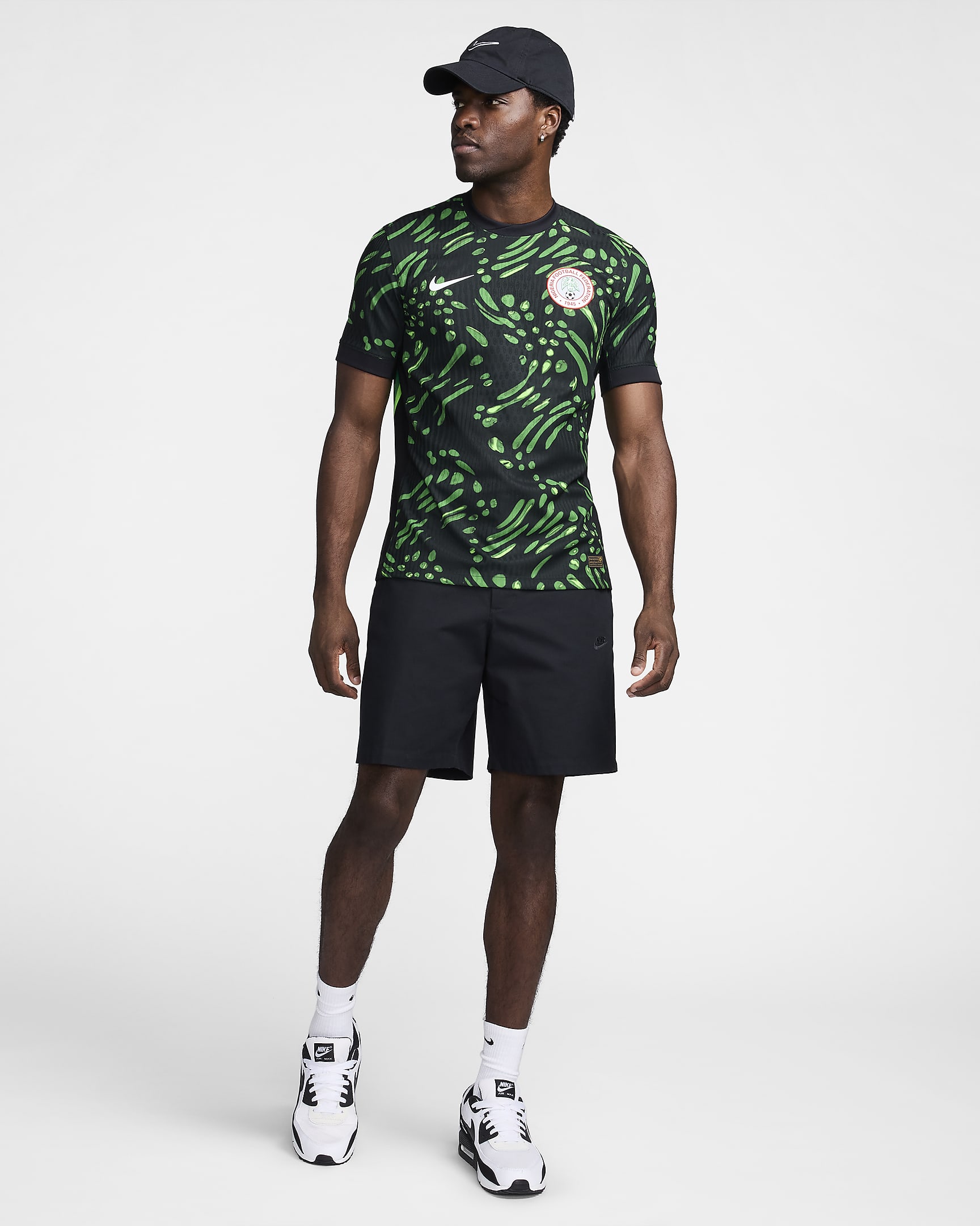 Męska koszulka piłkarska Nike Dri-FIT ADV Authentic Nigeria Match 2024 (wersja wyjazdowa) - Czerń/Lucky Green/Biel