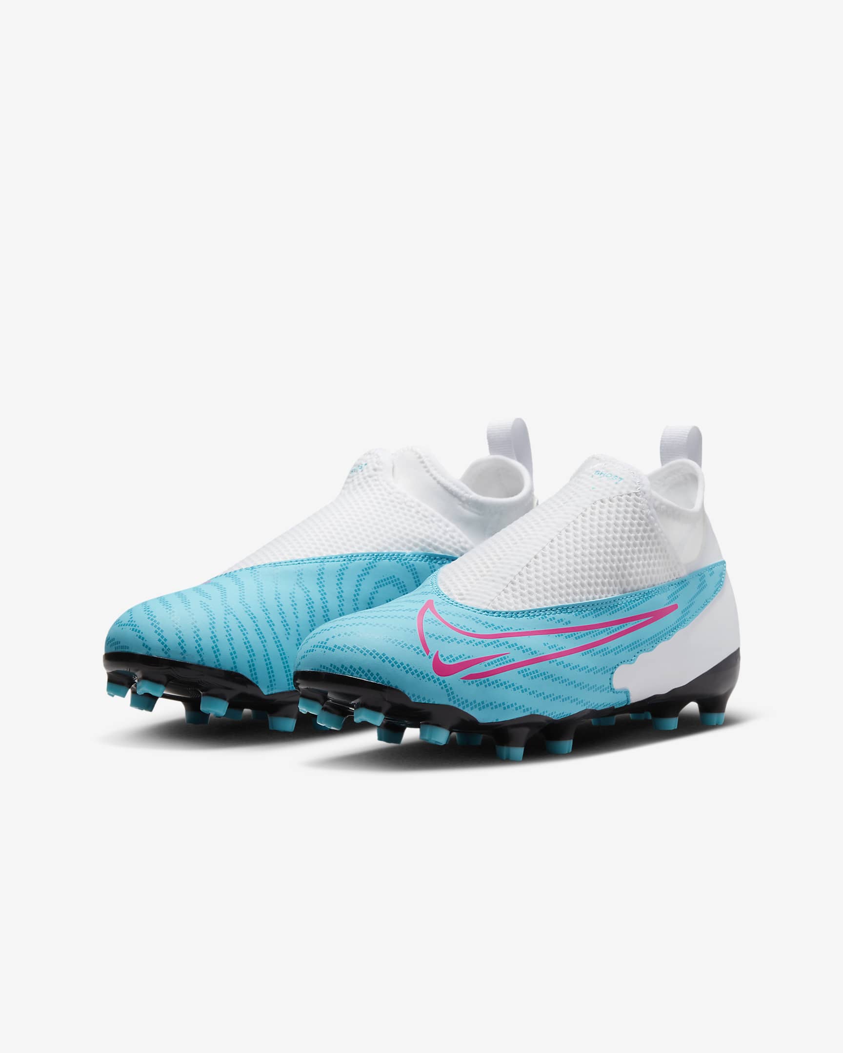 Nike Jr. Phantom GX Academy Older Kids' Multi-Ground Football Boot - Baltic Blue/White/Laser Blue/Pink Blast