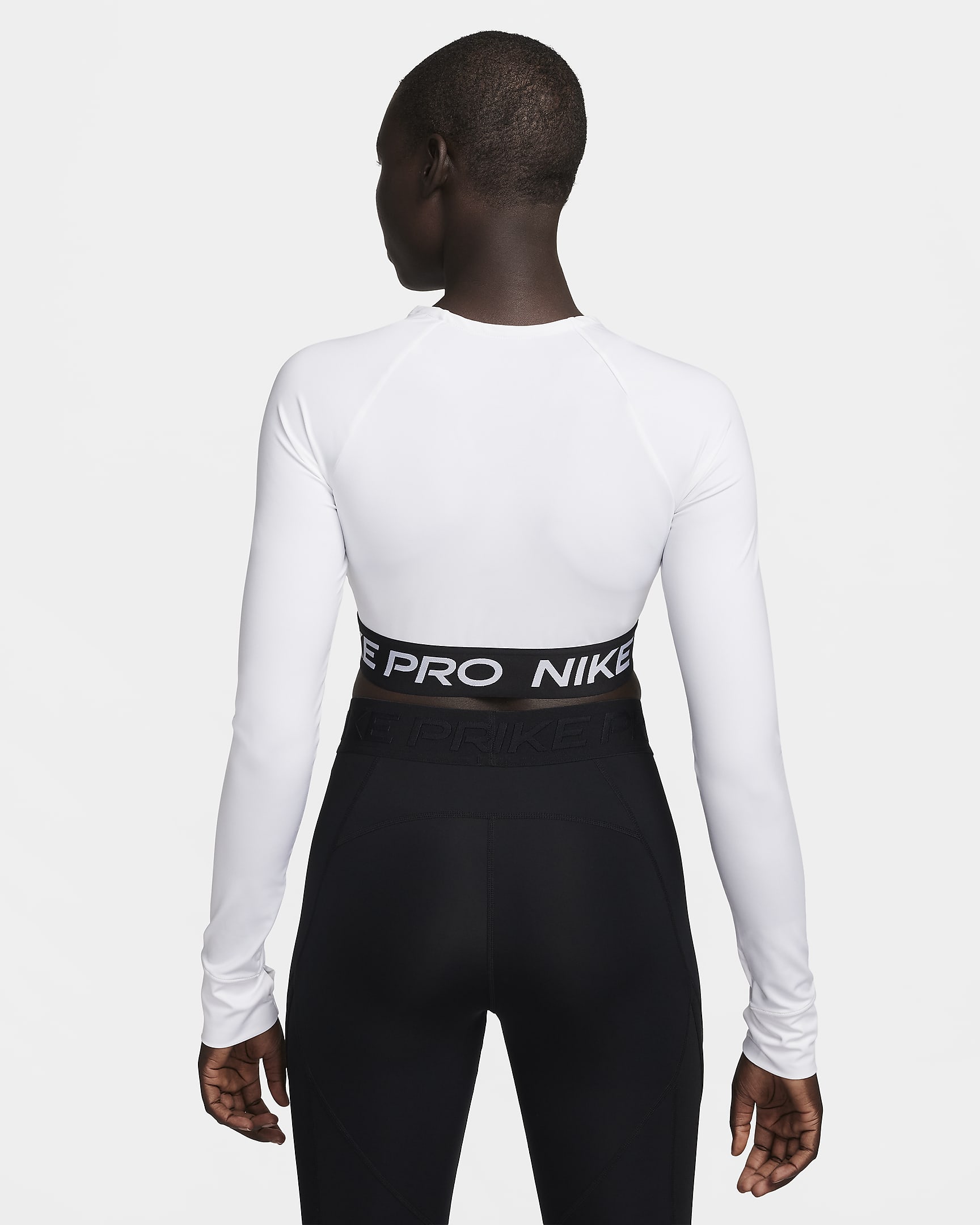 Nike Pro 365 Women's Dri-FIT Cropped Long-Sleeve Top - White/Black