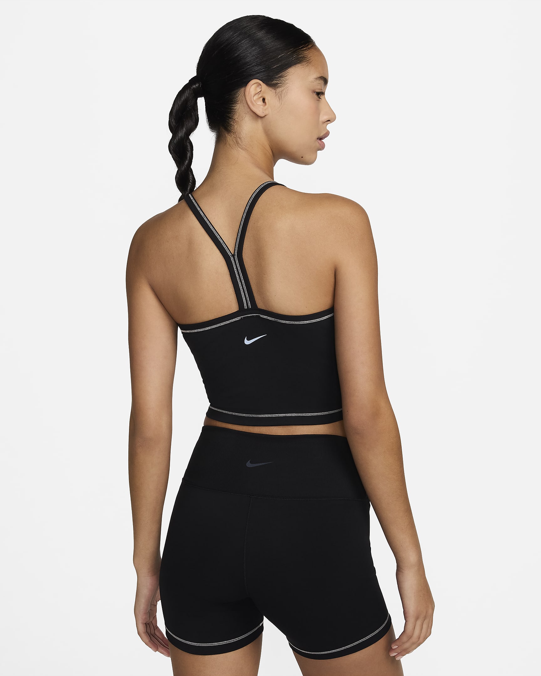 Nike One Fitted Women's Dri-FIT Cropped Tank Top - Black/Light Orewood Brown/Black