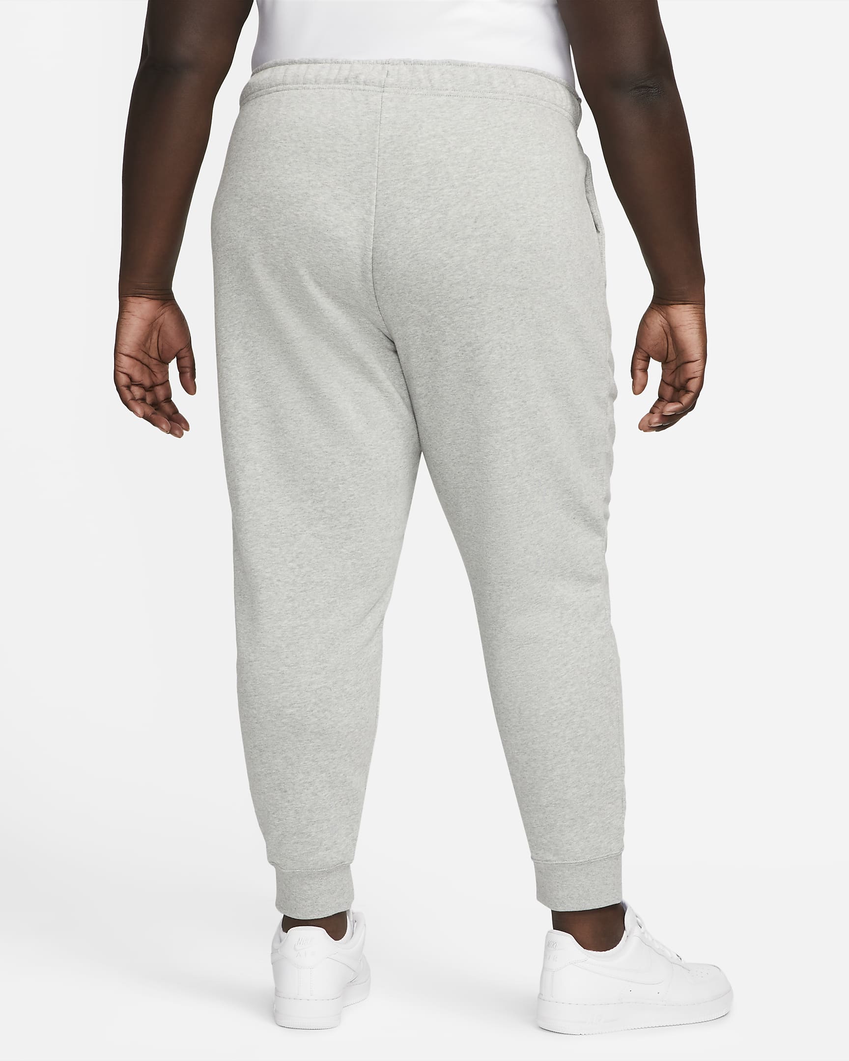 Nike Sportswear Club Fleece Women's Mid-Rise Joggers (Plus Size) - Dark Grey Heather/White