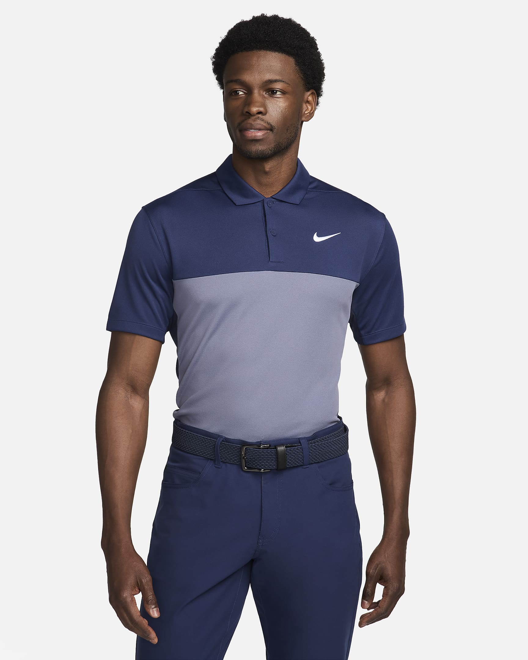 Polo da golf Dri-FIT Nike Victory+ – Uomo - Midnight Navy/Ossidiana/Light Carbon/Bianco