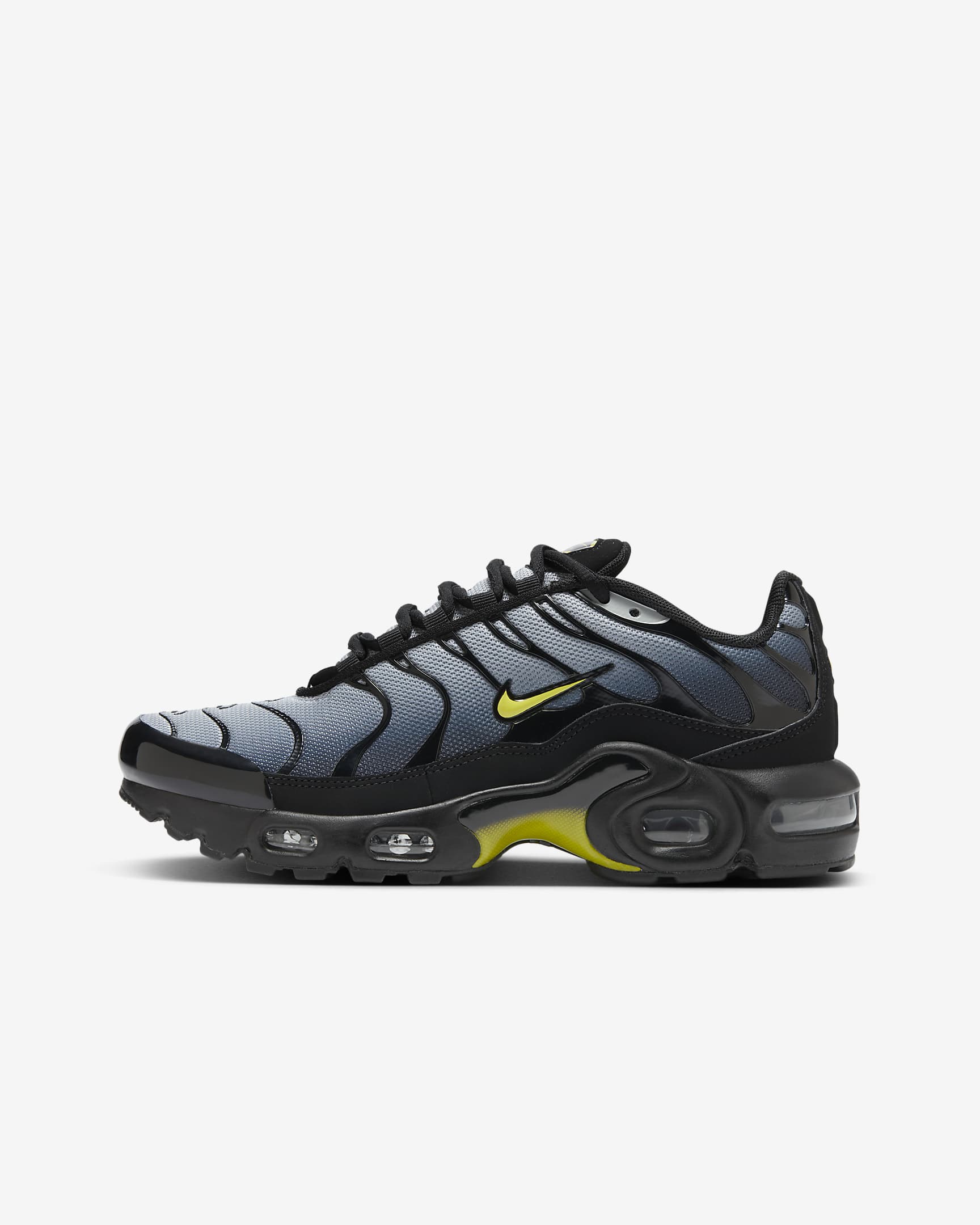 Nike Air Max Plus Schuh für ältere Kinder - Schwarz/Wolf Grey/Opti Yellow