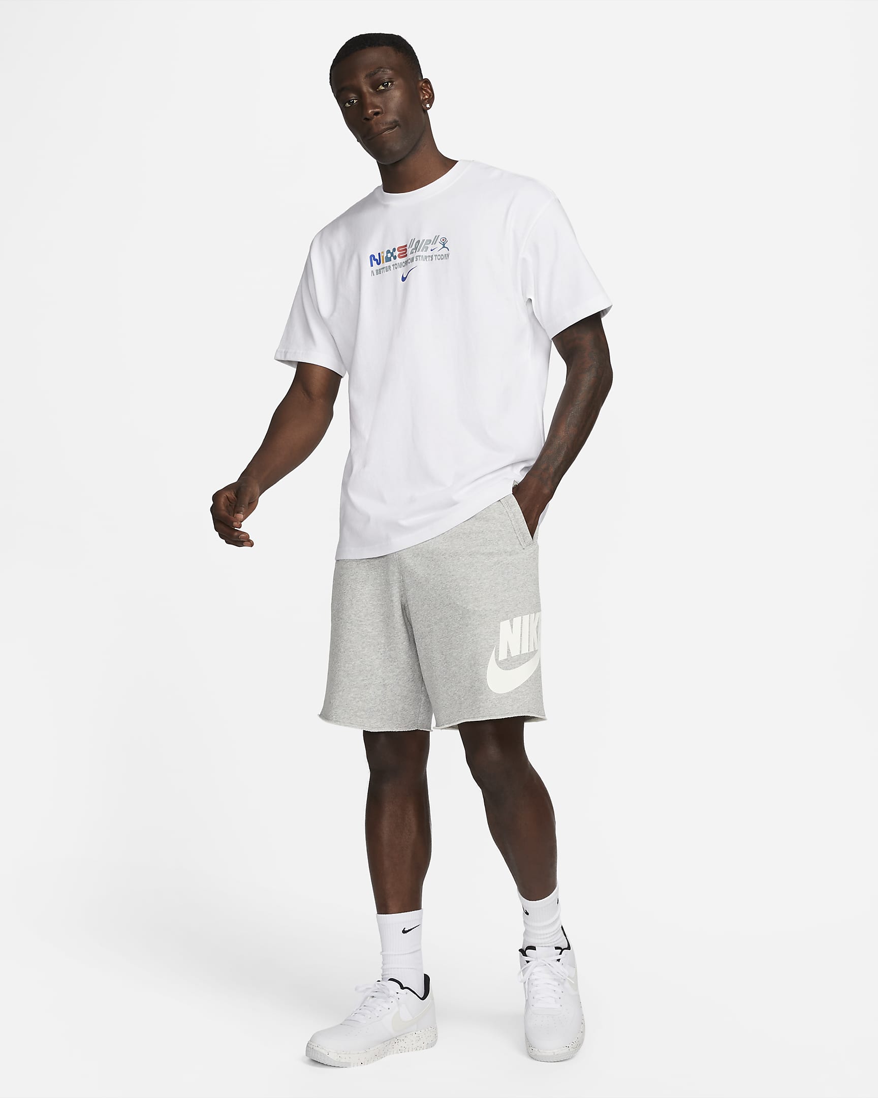 Nike Club Alumni Men's French Terry Shorts - Dark Grey Heather/White/White