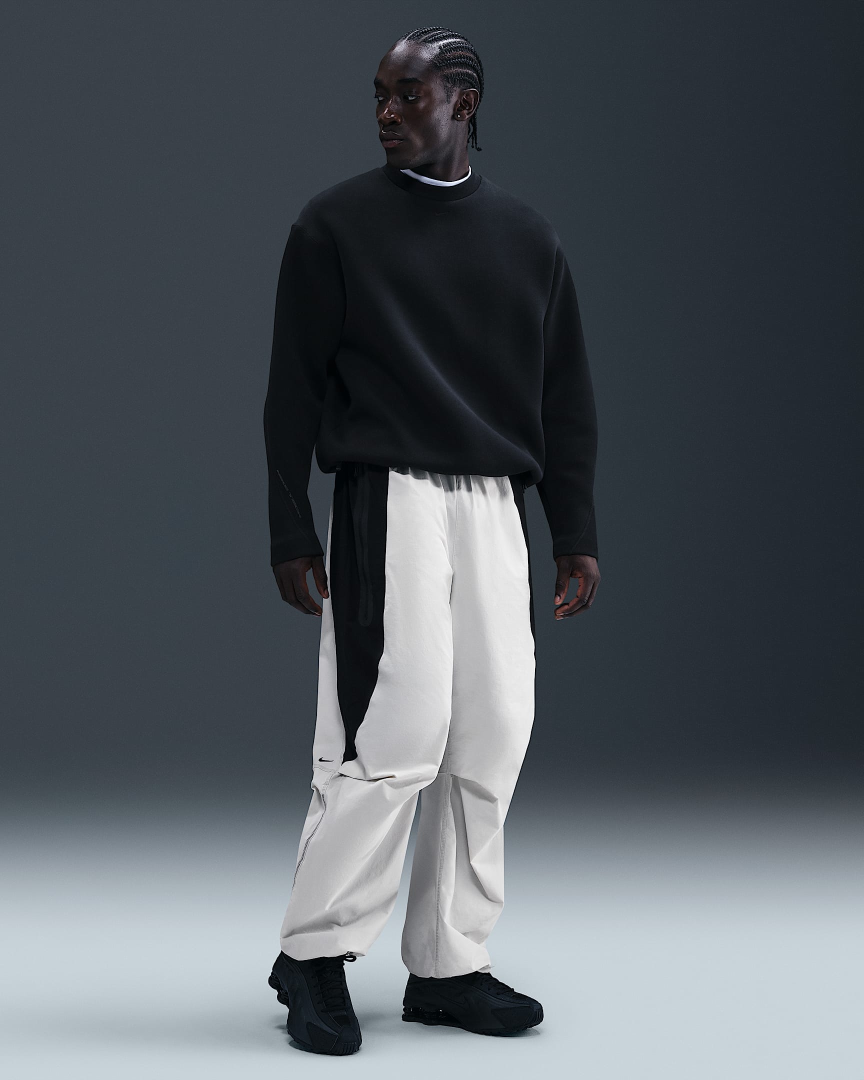 Nike Tech Men's Dri-FIT Woven Color-Block Oversized Pants - Light Bone/Black/Black