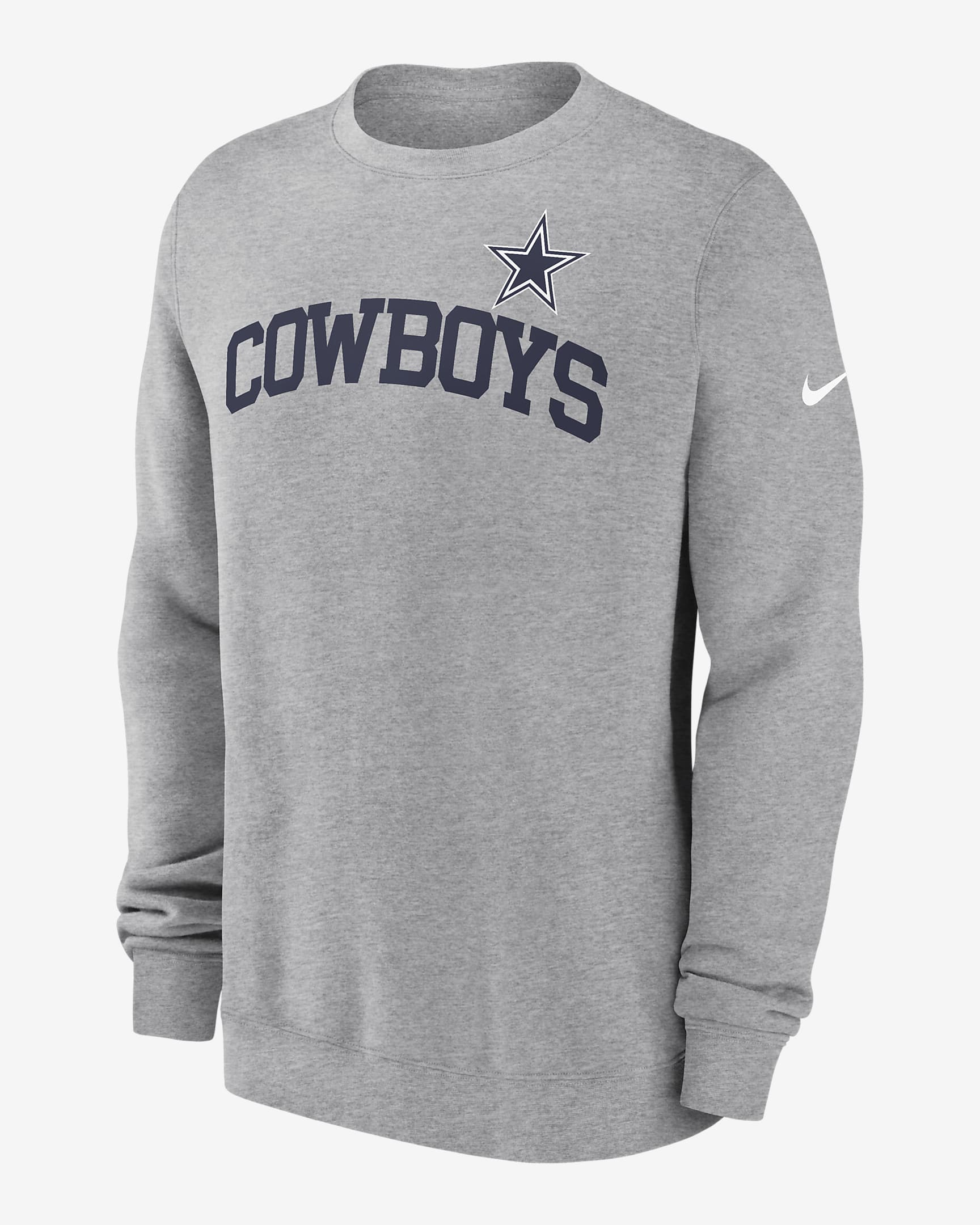 Dallas Cowboys Club Men's Nike NFL Pullover Crew - Grey Heather