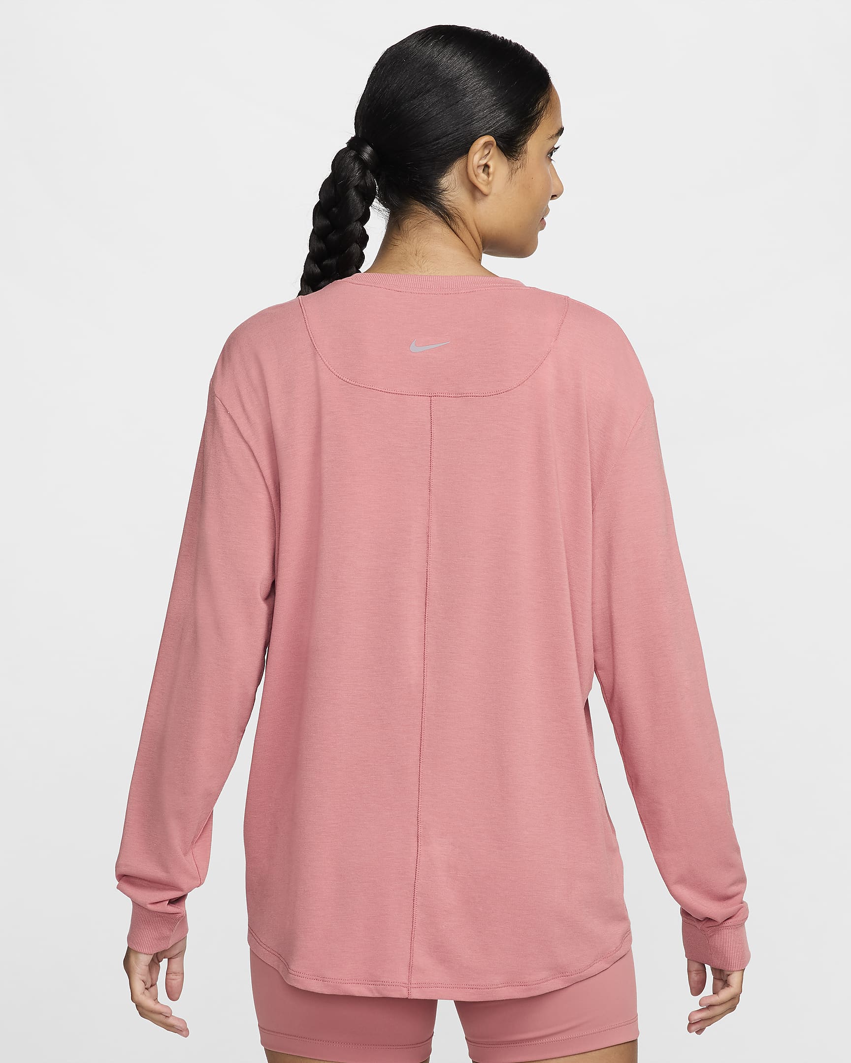 Playera de manga larga Dri-FIT para mujer Nike One Relaxed - Rosa cañón/Negro