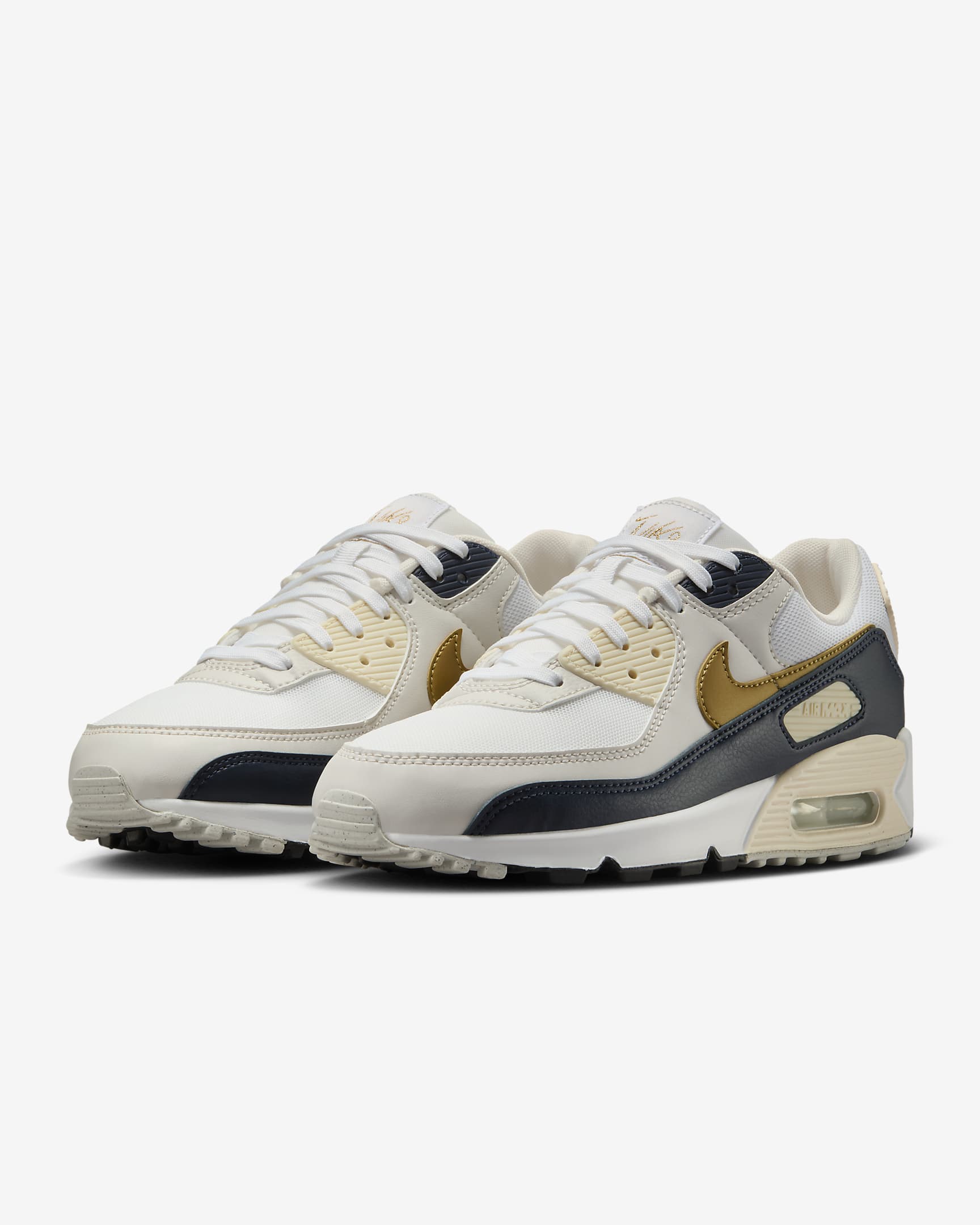 Chaussure Nike Air Max 90 Next Nature pour femme - Blanc/Obsidian/Coconut Milk/Metallic Gold