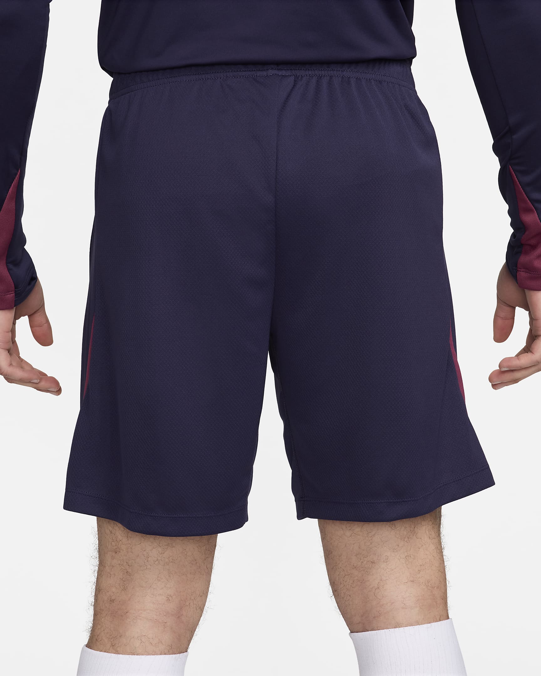 England Strike Men's Nike Dri-FIT Football Knit Shorts - Purple Ink/Rosewood/White