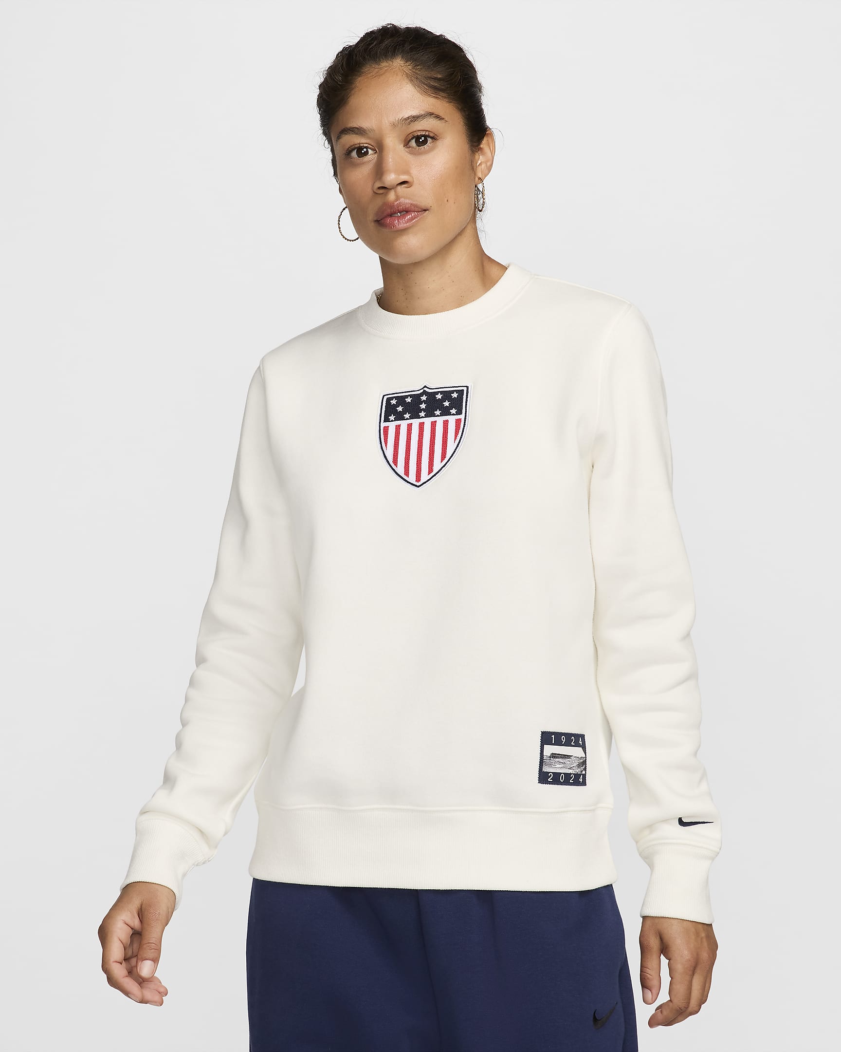 Felpa a girocollo Nike Team USA Phoenix Fleece – Donna - Sail/Dark Obsidian