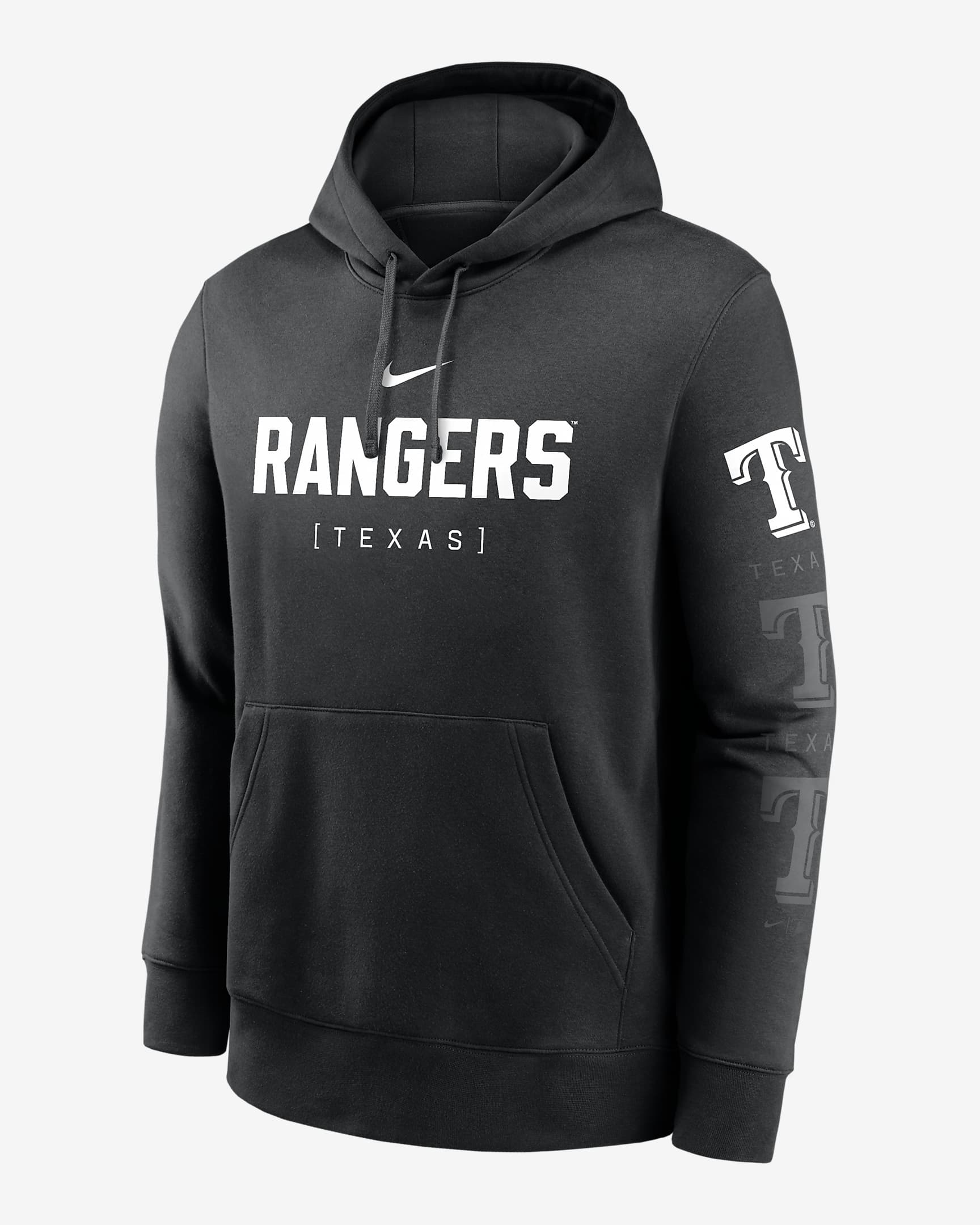 Texas Rangers Fashion Club Men's Nike MLB Pullover Hoodie - Black