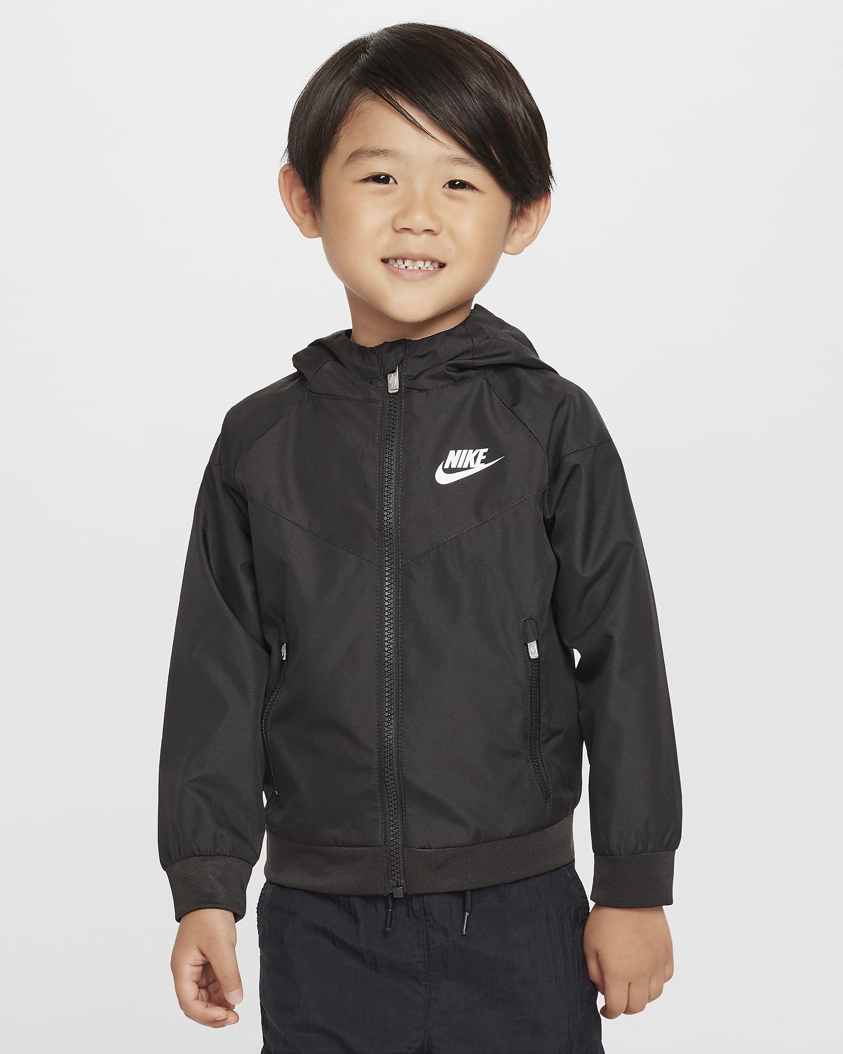 Chamarra infantil con cierre completo Nike Sportswear Windrunner - Negro