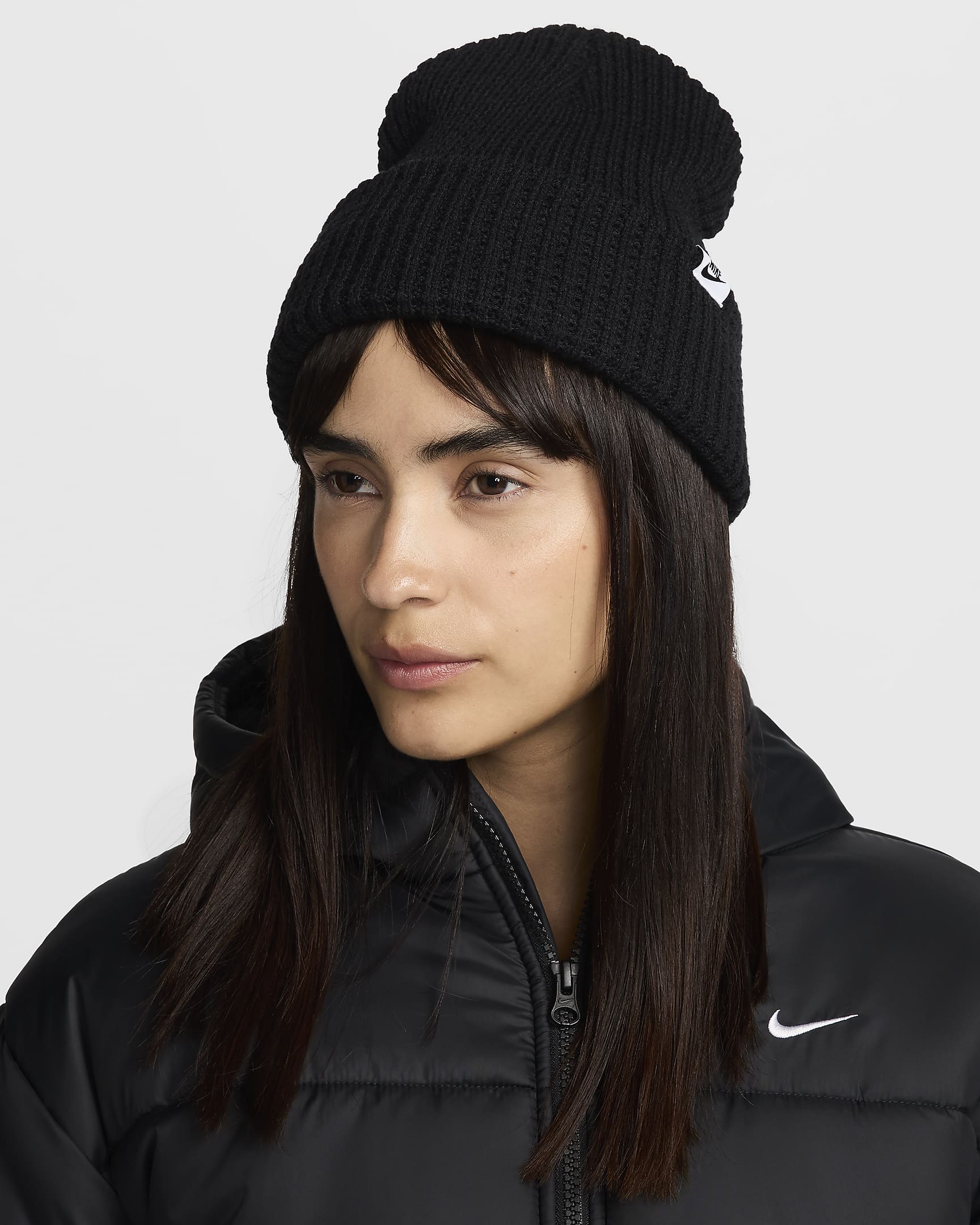 Nike Peak Waffle-Knit Beanie - Black