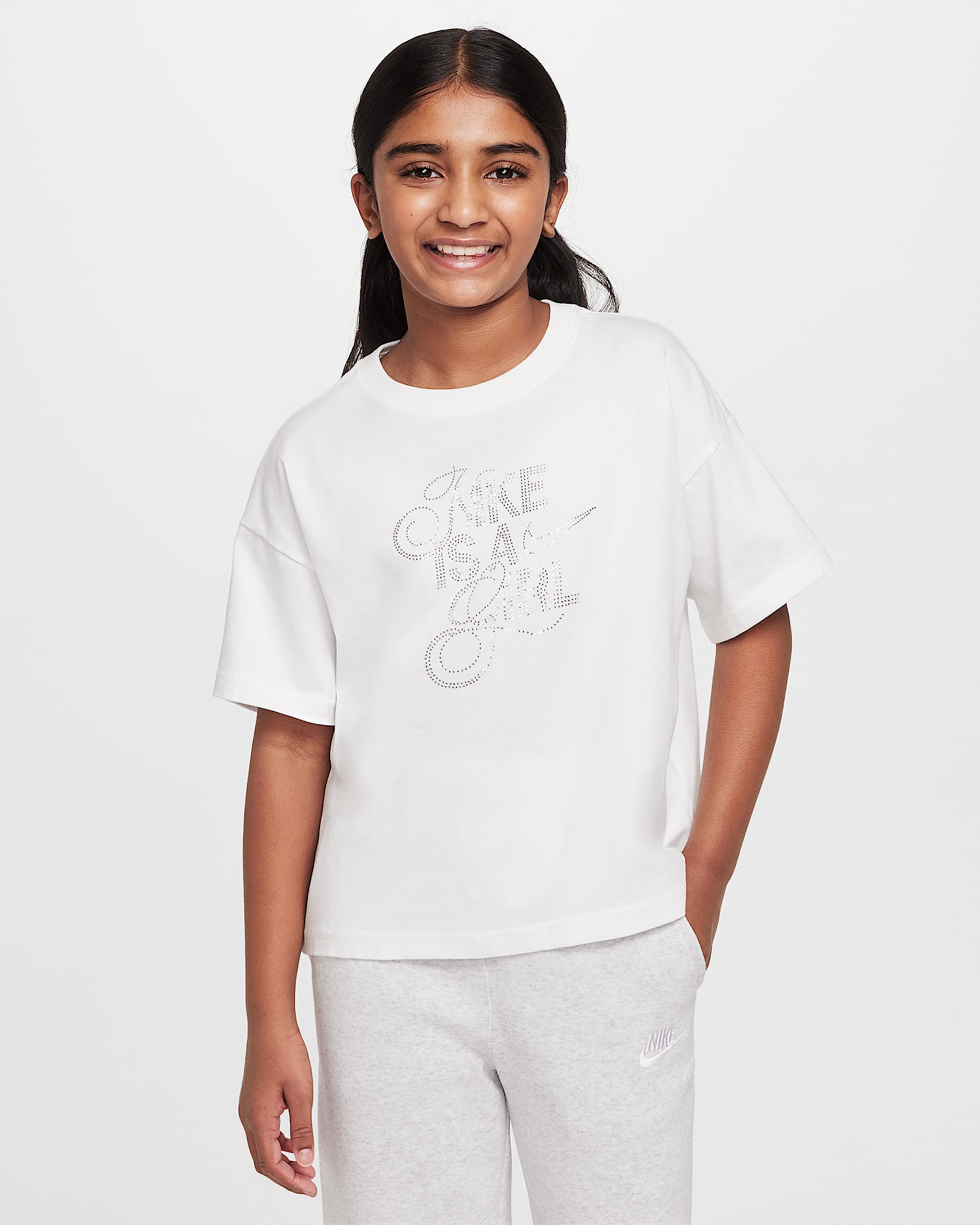 Nike Sportswear Big Kids' (Girls') T-Shirt - White